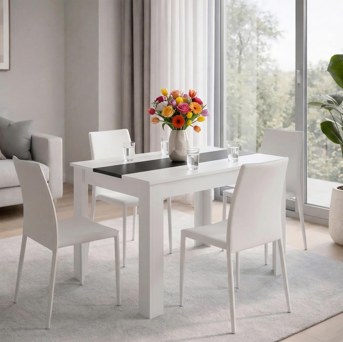 Esstisch Vcm Esstisch "disalo" 115x80 - Weiss/Anthrazit, Modern, Holzwerkstoff (115/80/75cm) - MID.YOU