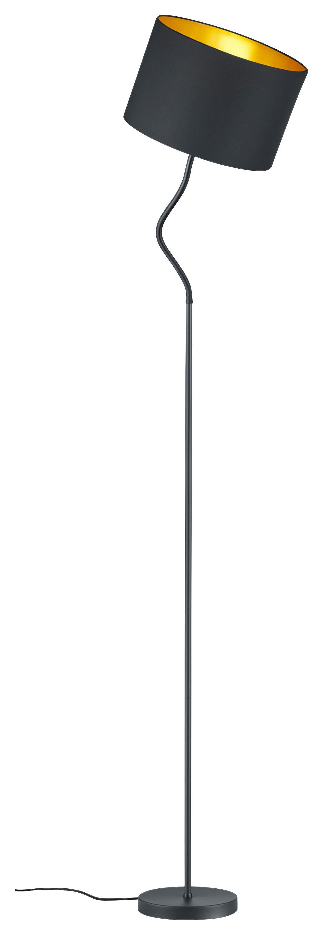 Stehleuchte Hostel Schwarz max. 60 Watt - Goldfarben/Schwarz, Design, Textil/Metall (35/156cm) - Trio Leuchten