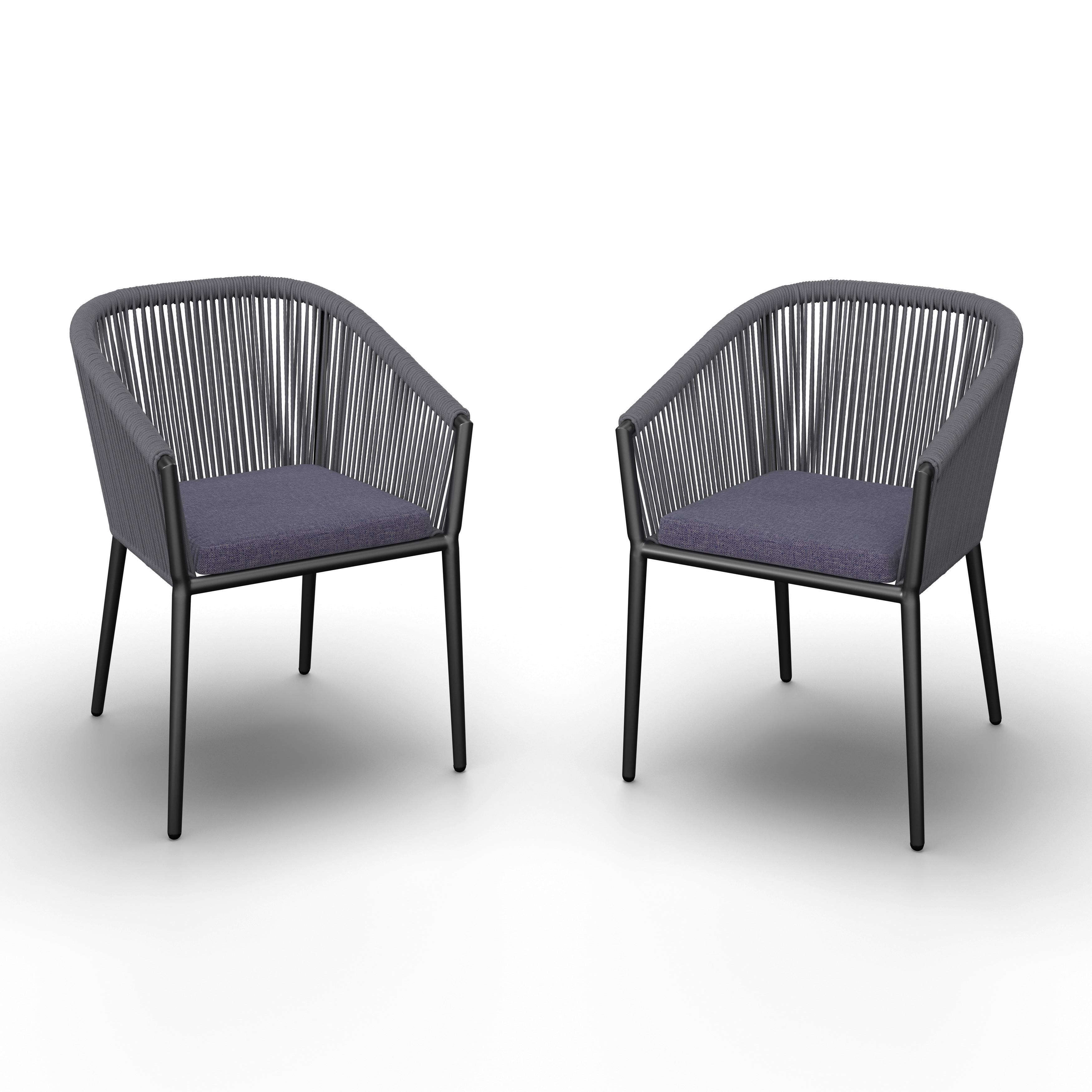 Gartensessel-Set 2-er Benicia Blau aus Metall/Textil - Blau/Schwarz, MODERN, Textil/Metall (55/76/63cm) - Bessagi Garden