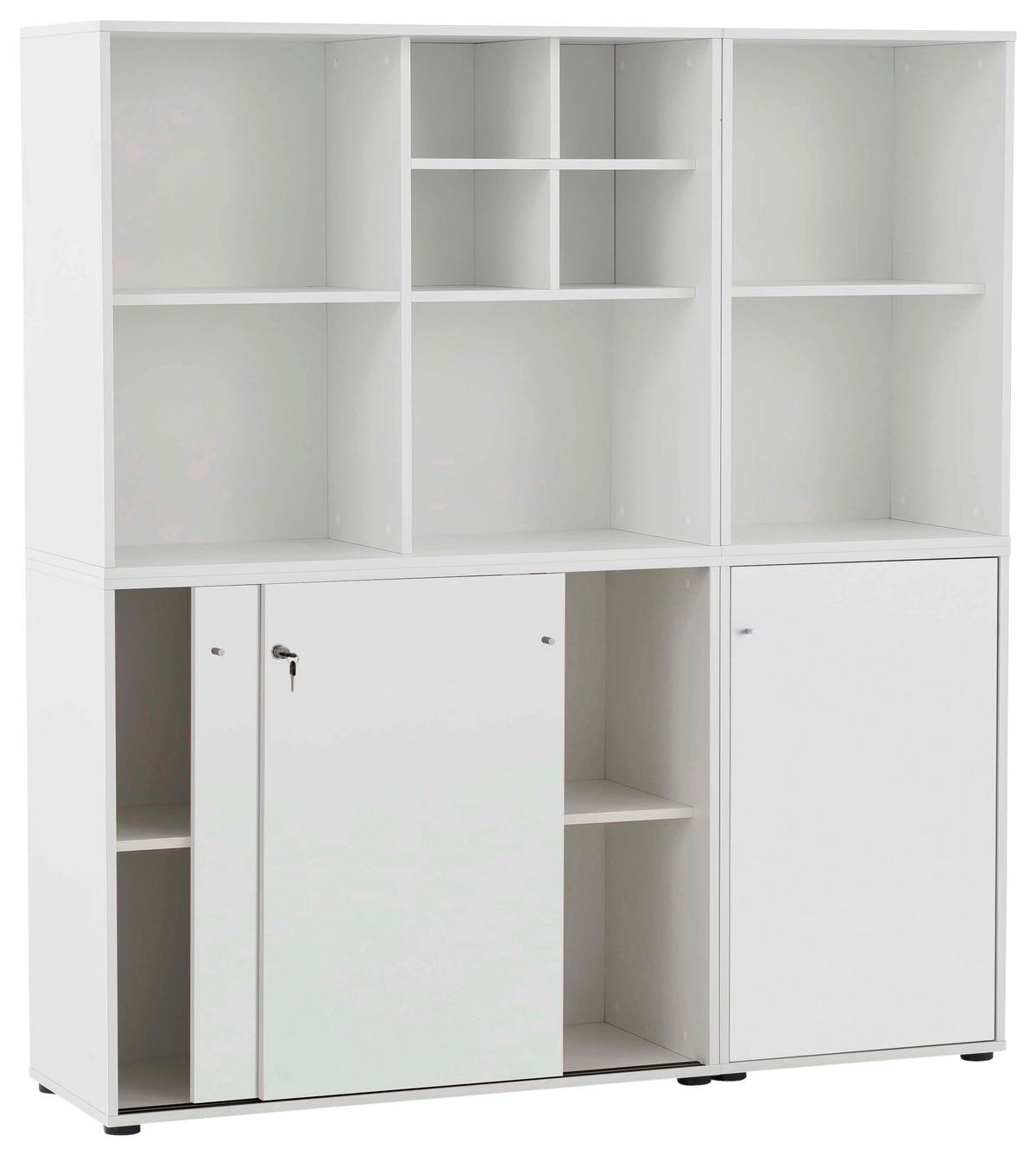 Aktenschrank Set US1000 Weiß ca. 165,2x151x41cm - Weiß, MODERN, Holzwerkstoff (165,2/151/41cm) - MID.YOU