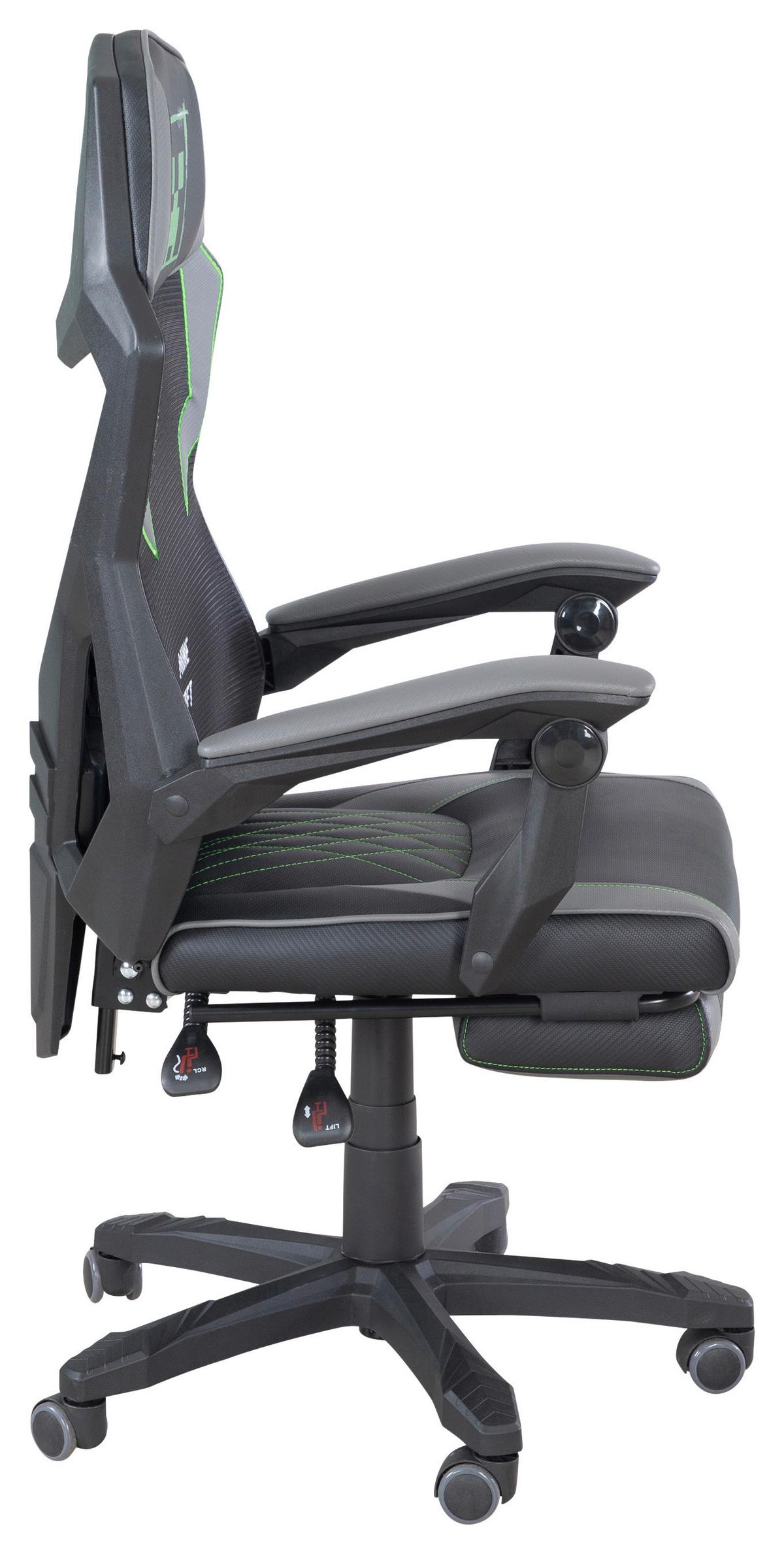 Gaming Stol Minecraft, Siva, Zelena - siva/zelena, Moderno, umetna masa/tekstil (61/114,5/62,5cm) - Minecraft