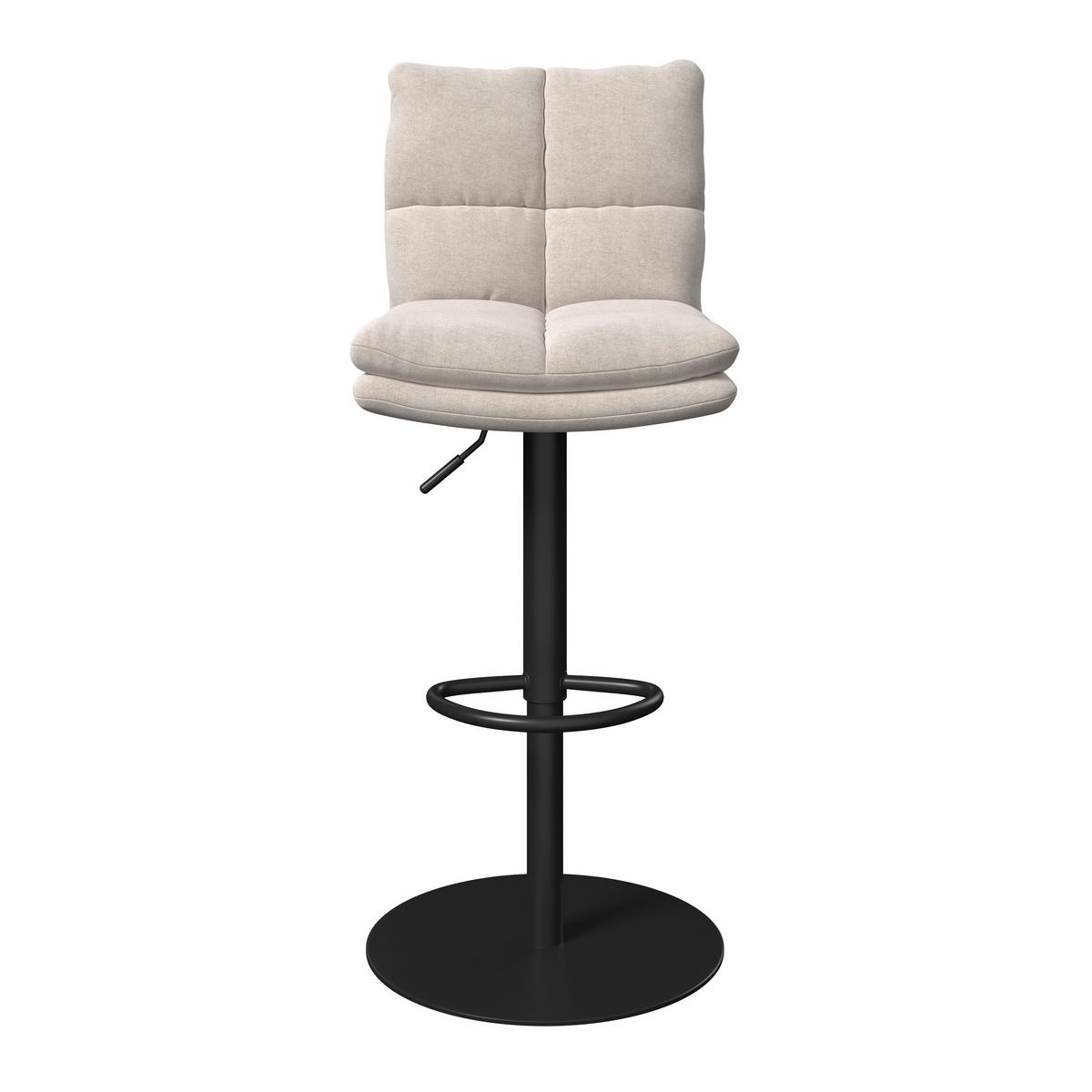 Barhocker Caja Creme Struktur Gepolstert - Creme/Schwarz, MODERN, Holz/Textil (47/87-107/49cm) - Bessagi Home