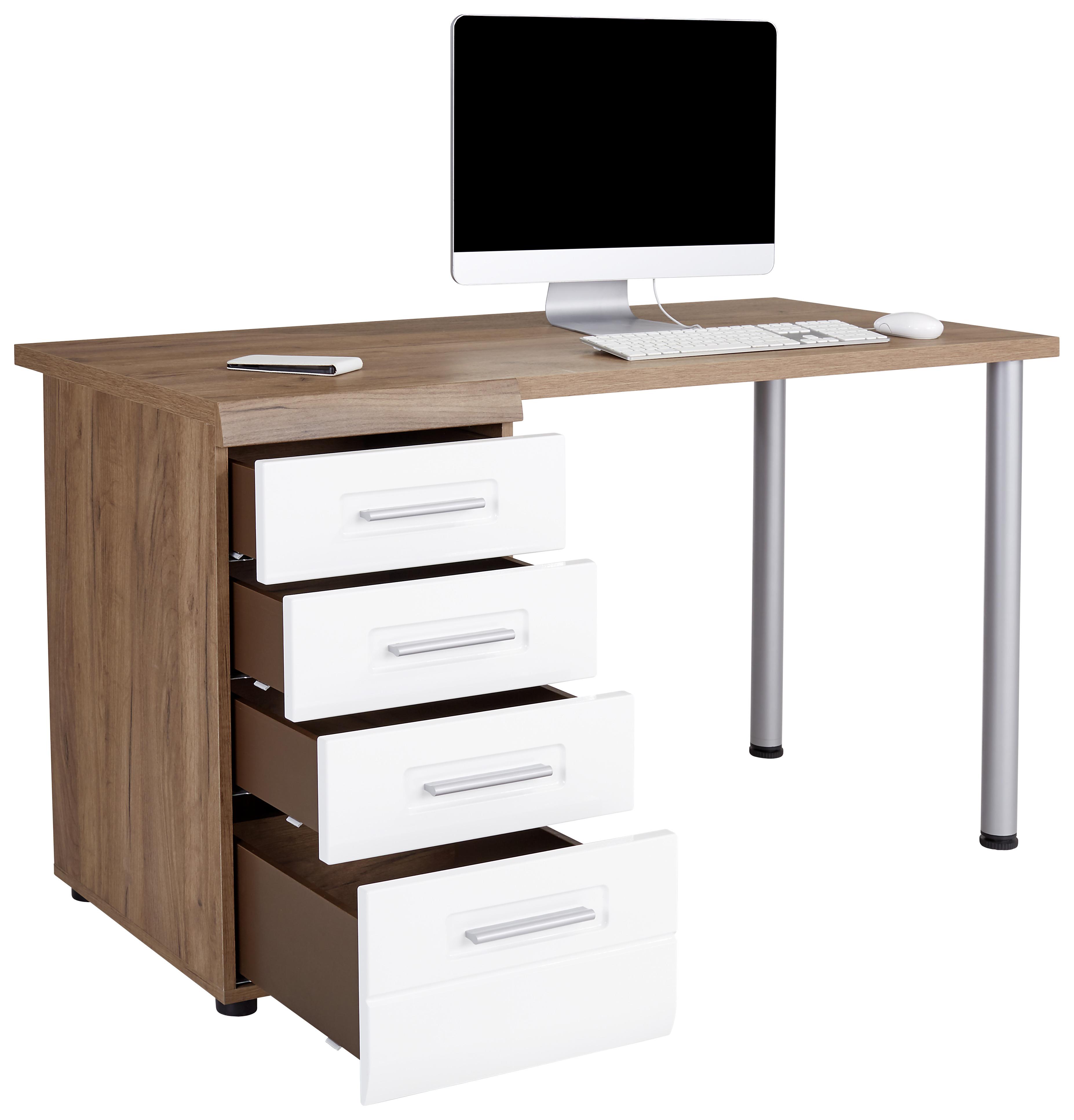 Pisalna Miza Avensis New, Barva Hrasta, Bela - barve hrasta/bela, Konvencionalno, umetna masa/leseni material (130/72cm) - Mömax