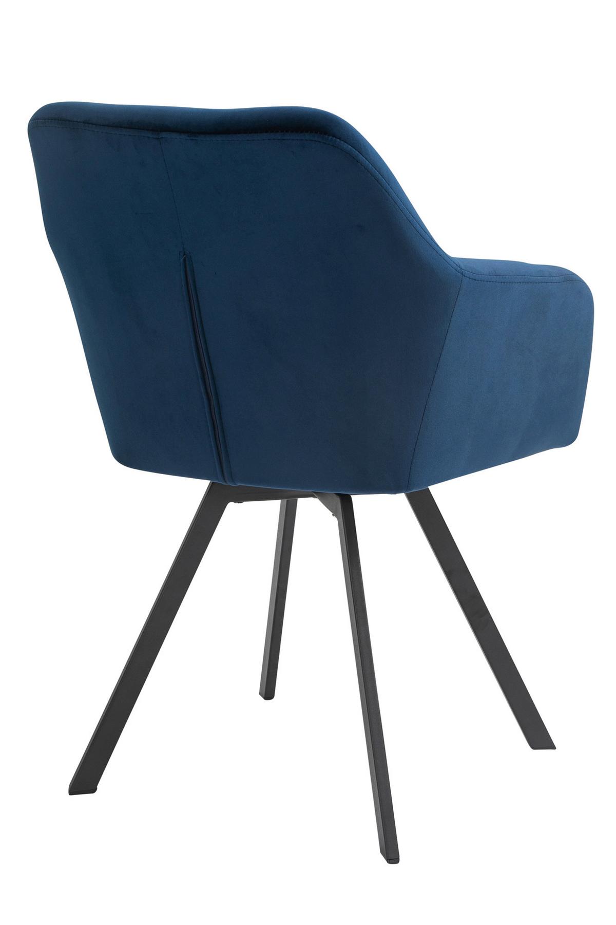 Naslanjač Samt, Modra, Vrtljiv - modra/črna, Moderno, kovina/tekstil (61/85/62cm) - Livetastic