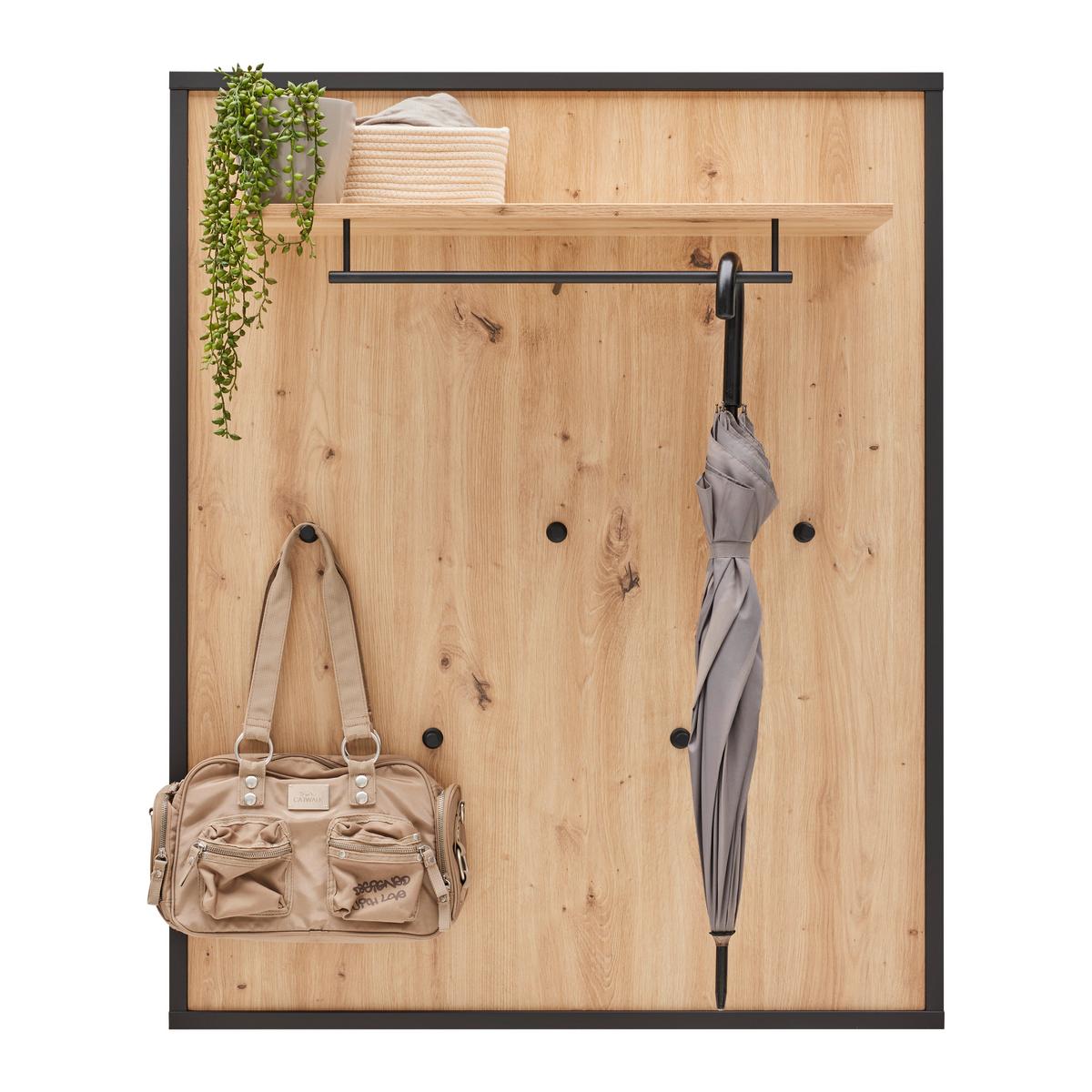 Garderobenpaneel Florenz Grau/Eiche Artisan - Eiche Artisan/Grau, MODERN, Holzwerkstoff/Metall (94/116/2,6cm) - Premium Living