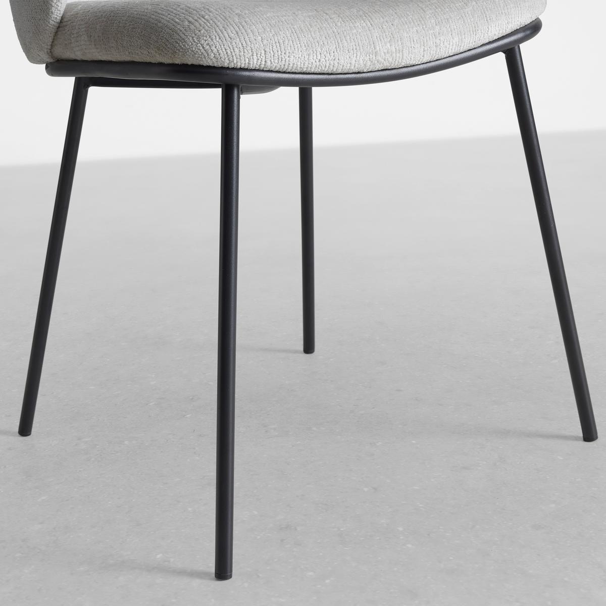 Stuhl Malea Hellgrau Chenille Gepolstert - Hellgrau/Schwarz, MODERN, Holz/Textil (49/76/55cm) - Bessagi Home