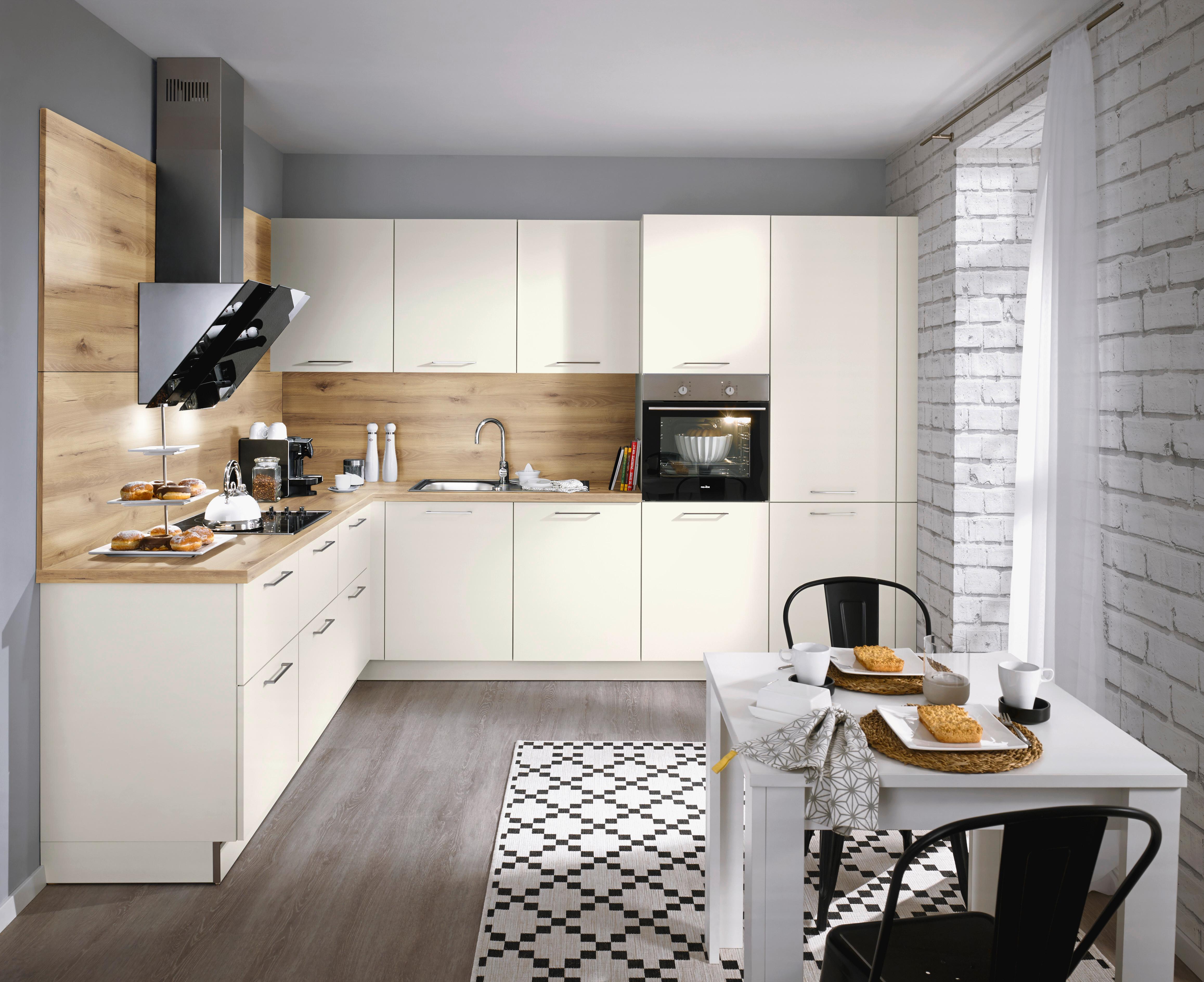 Eckküche VELLUTO inkl. Geräteset 4-teilig - Edelstahlfarben/Eichefarben, MODERN, Holzwerkstoff/Metall (245/315cm) - Nolte Küchen