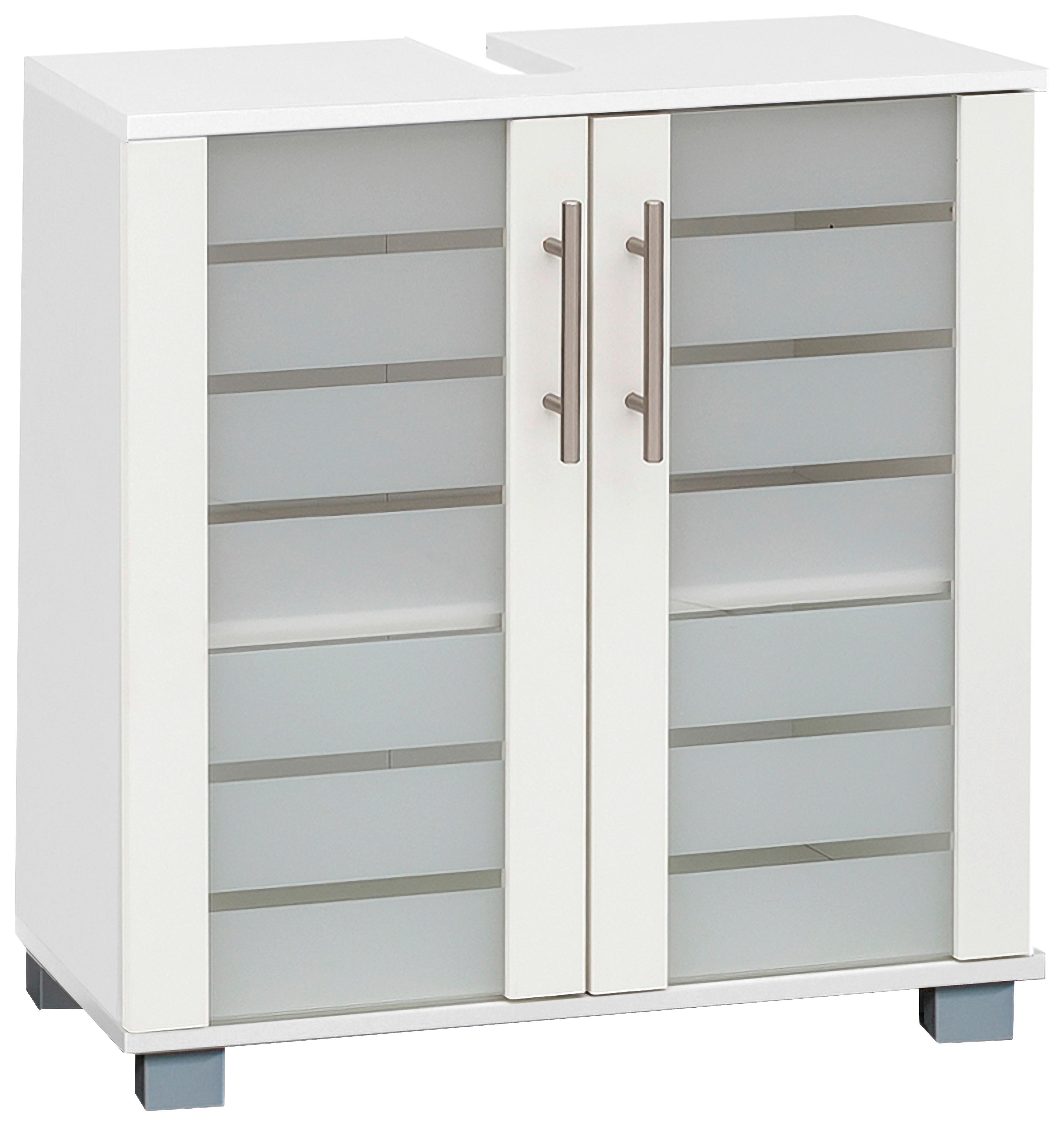 Waschbeckenunterschrank Niko Weiß - Edelstahlfarben/Silberfarben, MODERN, Glas/Holzwerkstoff (59,8/62,4/32,6cm) - MID.YOU