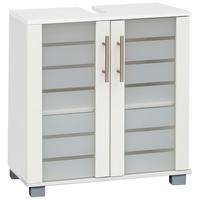 Waschbeckenunterschrank Niko Weiß - Edelstahlfarben/Silberfarben, MODERN, Glas/Holzwerkstoff (59,8/62,4/32,6cm) - MID.YOU