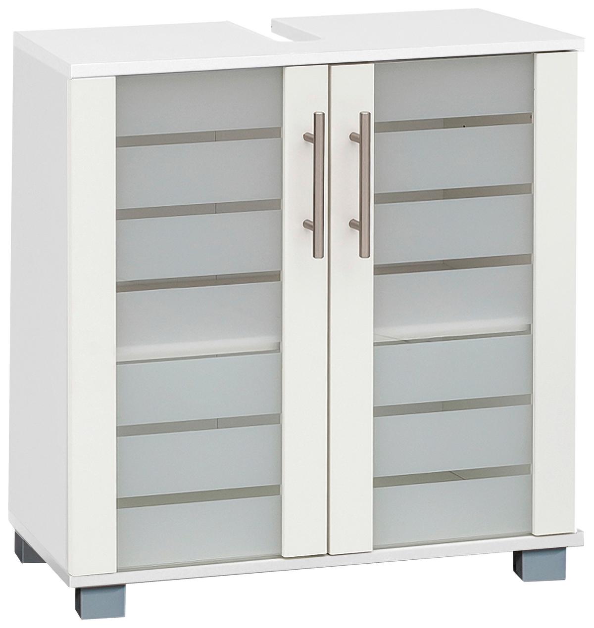 Waschbeckenunterschrank Niko Weiß - Edelstahlfarben/Silberfarben, MODERN, Glas/Holzwerkstoff (59,8/62,4/32,6cm) - MID.YOU