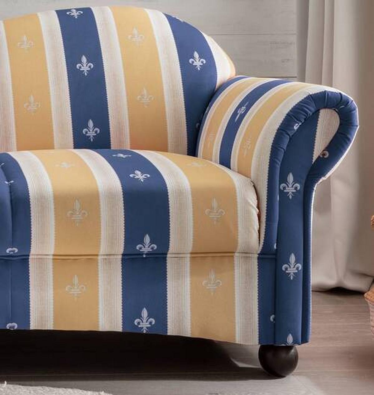 Ottomane Torello Blau Mikrofaser - Blau/Wengefarben, KONVENTIONELL, Holz/Textil (190/84/86cm) - Livetastic