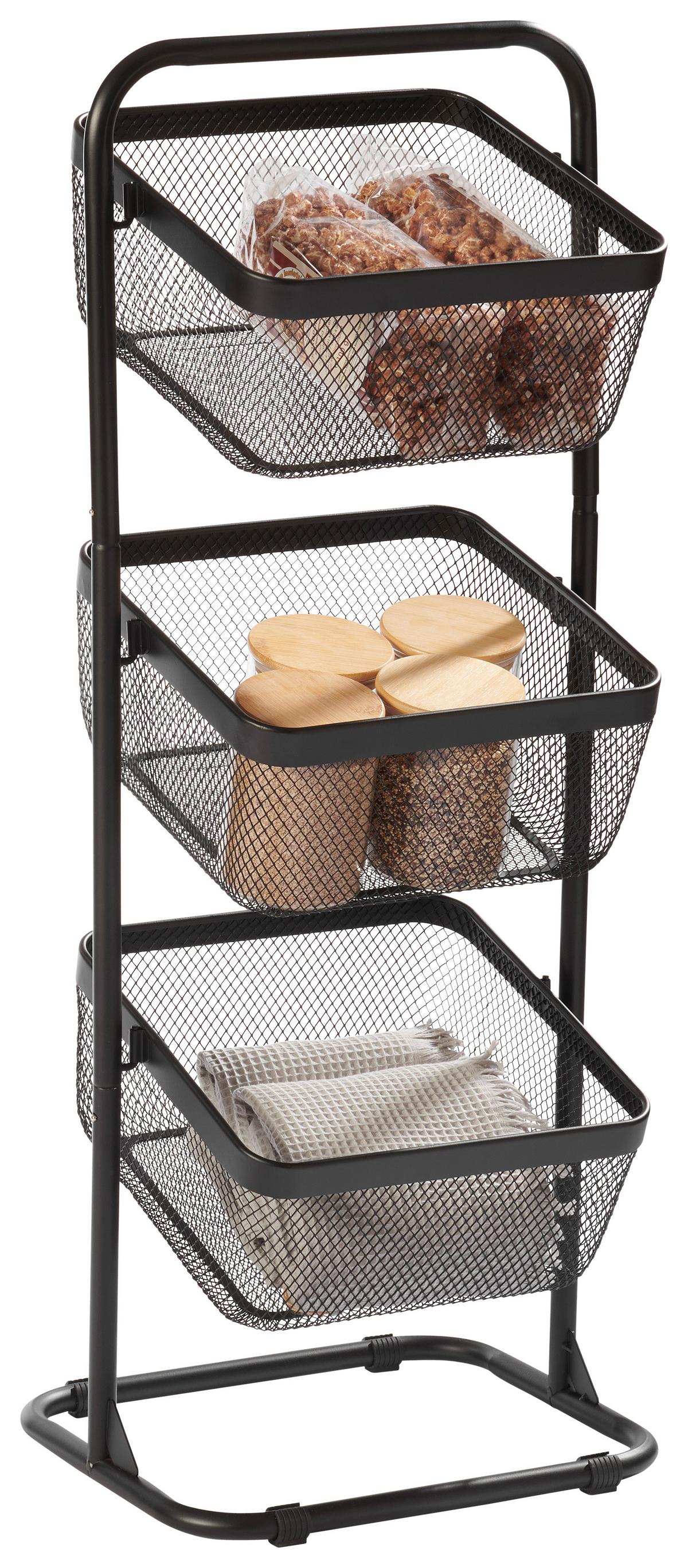 ZESTAW ORGANIZERÓW KUCHENNYCH MODERN KITCHEN - czarny, Design, tworzywo sztuczne/metal (37,5/32/96cm) - Homeware Profession.