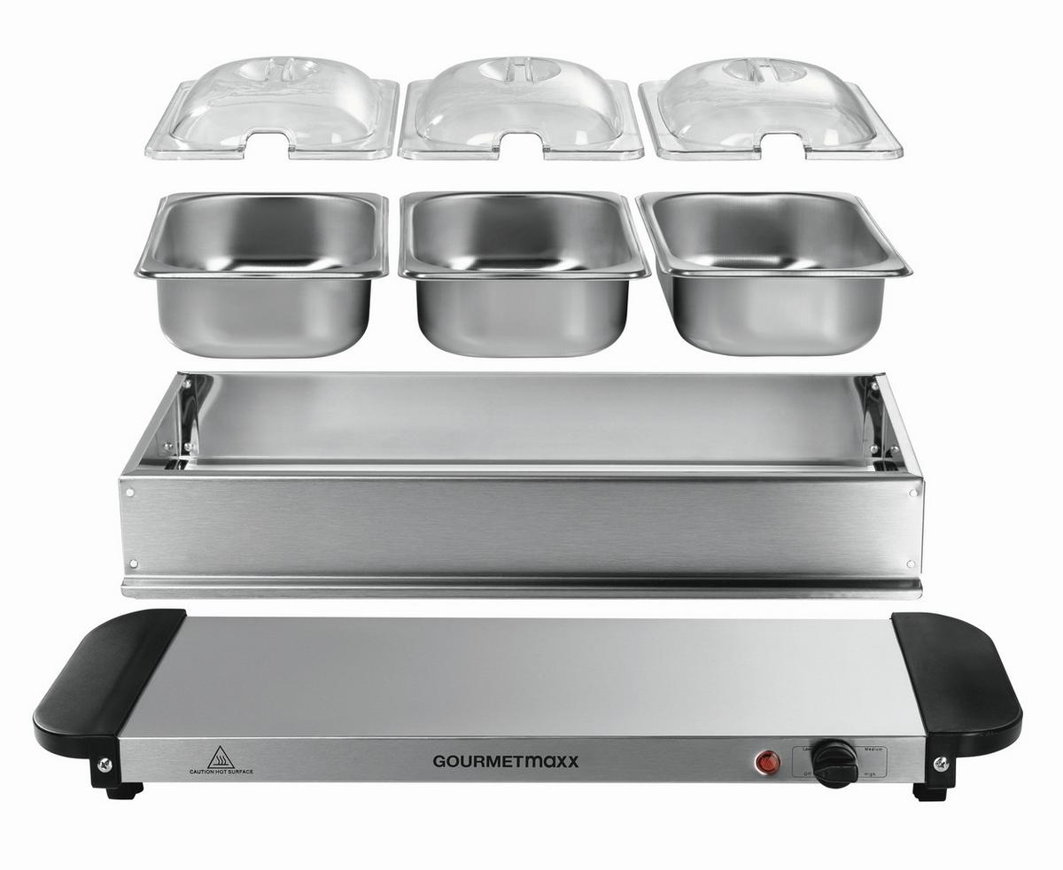 CHAFING-DISH 16442 - Silberfarben/Schwarz, Basics, Kunststoff/Metall (54,6/14,7/27,8cm) - GOURMETMAXX