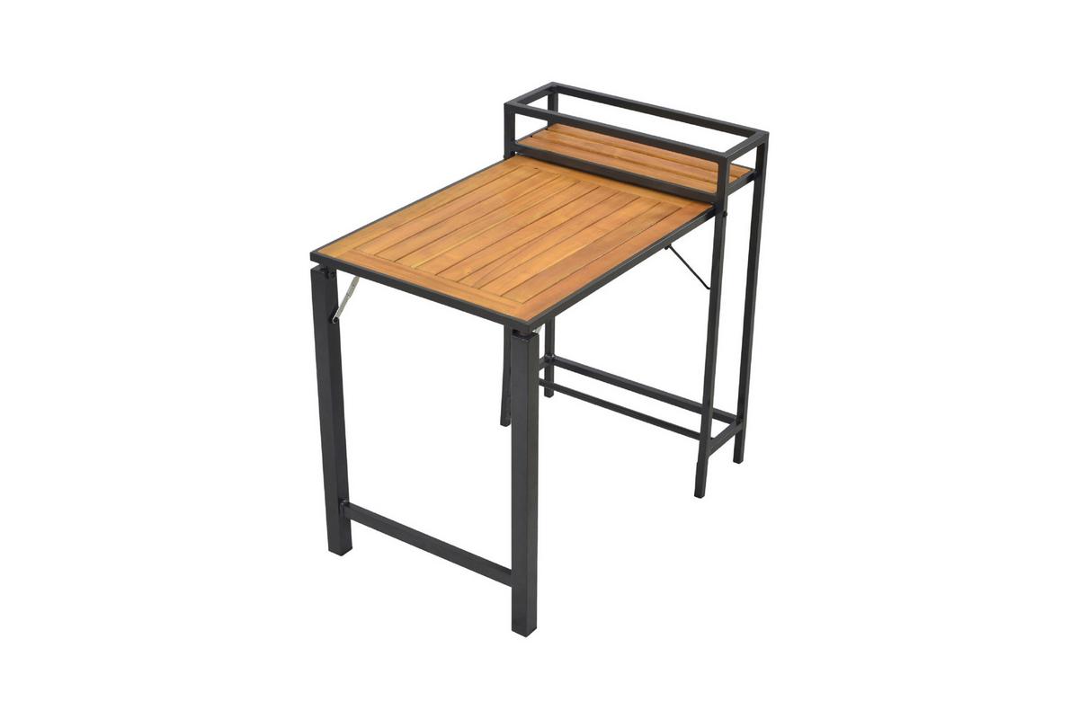 Miza Za Balkon Santorin, Aluminij, Masivno - barve grafita/naravne barve, Moderno, kovina/les (55/75/73cm) - Gardenson