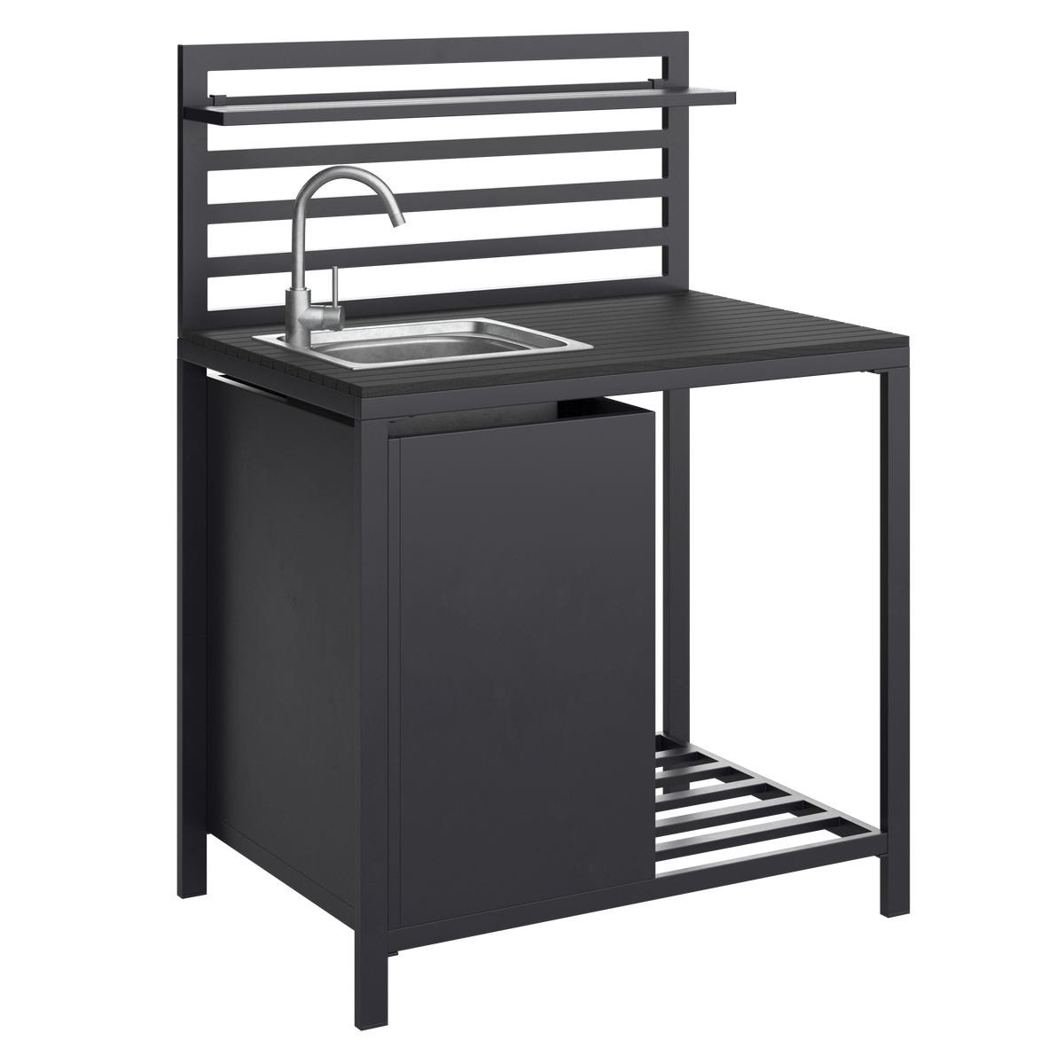Outdoorküche Mara 3 in Anthrazit - Anthrazit, Natur, Kunststoff/Metall (90/127/61,5cm) - Mömax