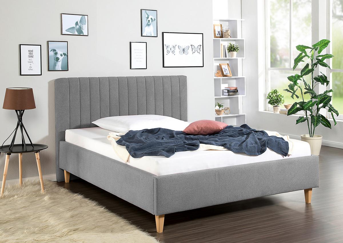 Polsterbett Sierro Grau ca. 140x200 cm - Naturfarben/Grau, MODERN, Holz/Textil (140/200cm) - Livetastic