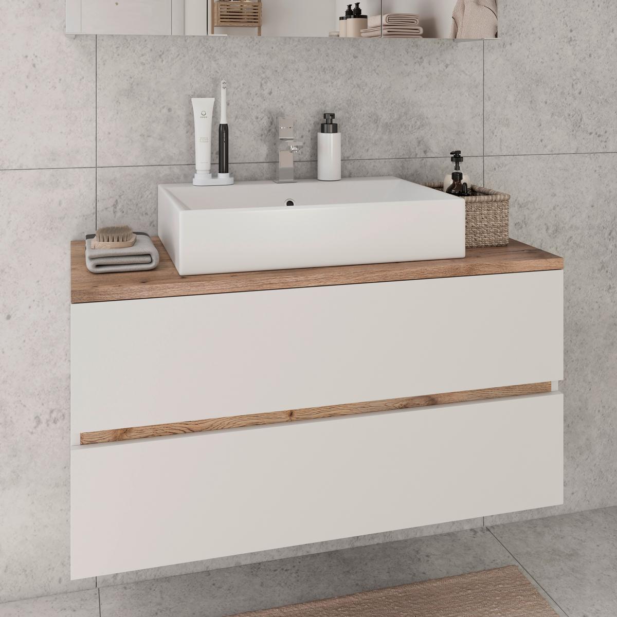 Omarica Za Pod Umivalnik Marbella, Bela, Hrast - bela, Moderno, leseni material/keramika (100/64,5/47cm) - Mömax