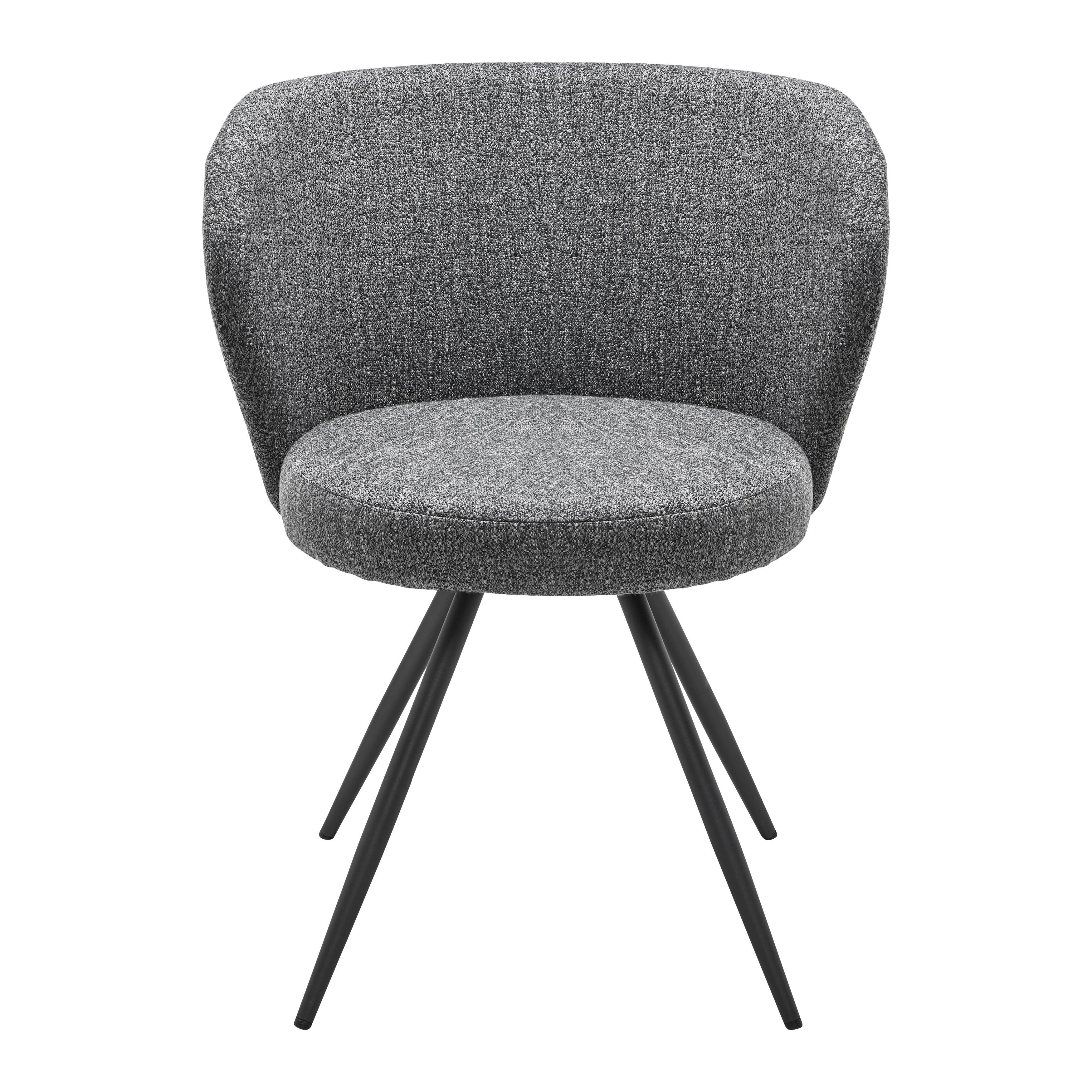 Stuhl "Carlina", Webstoff, drehbar, grau, Gepolstert - Dunkelgrau/Schwarz, MODERN, Holz/Textil (60/79/59cm) - Bessagi Home