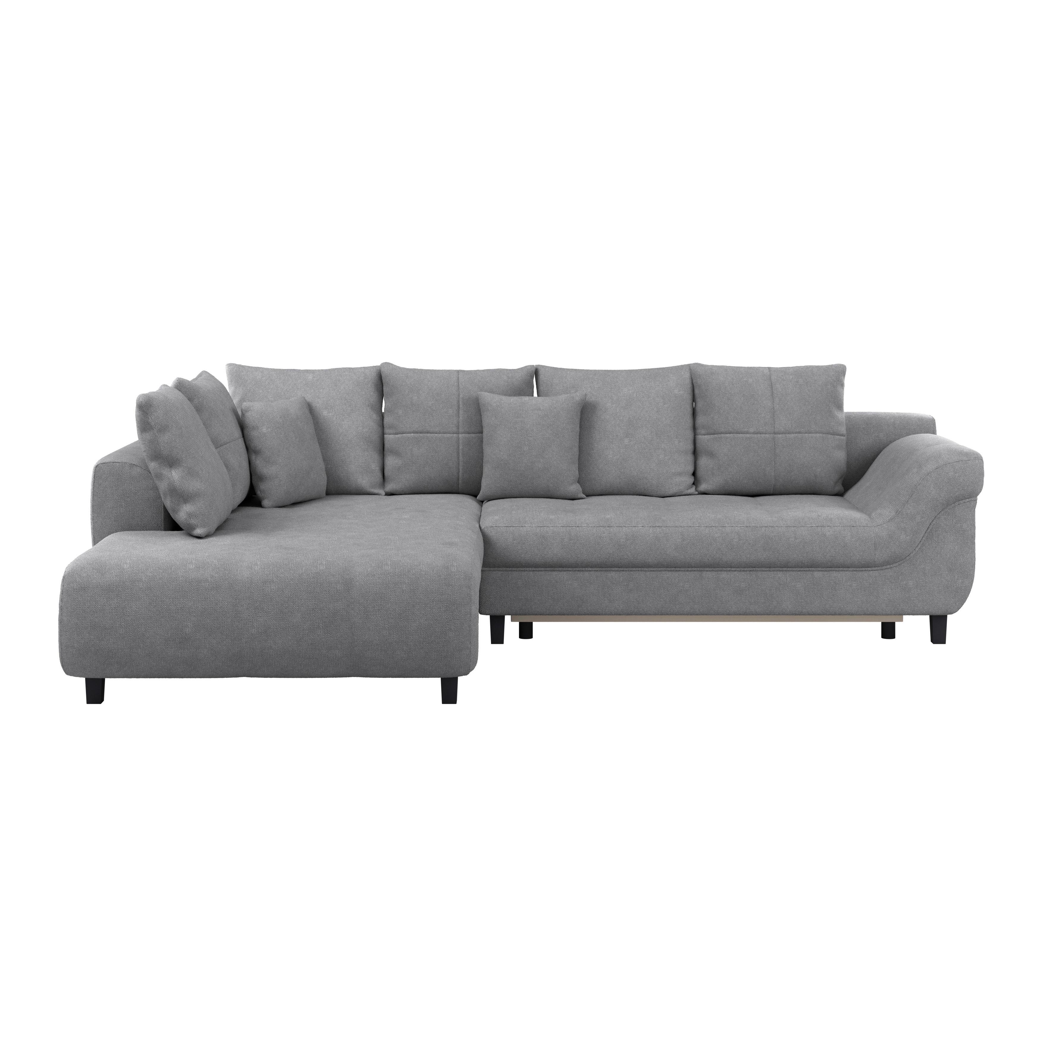 Sedežna Garnitura Mendoza, Siva, Ležišče, Predal - siva/črna, Design, tekstil/les (197/309cm) - Mömax