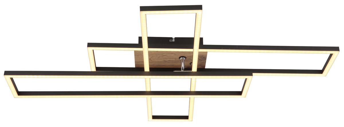 LED-DECKENLEUCHTE 67208-40 DAKARI - Chromfarben/Weiss, Design, Holzwerkstoff/Kunststoff (80/60/10cm) - Globo