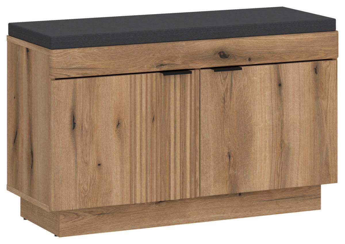 Bancă pentru hol DELAMAR - culoare lemn stejar, Trend, material pe bază de lemn (88,2/57,5/39,6cm) - Modern Living