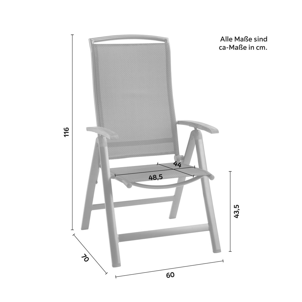 Gartenstuhl Mimi Natur/Anthrazit aus Teakholz - Anthrazit/Naturfarben, Modern, Holz/Textil (60/116/70cm) - Mömax