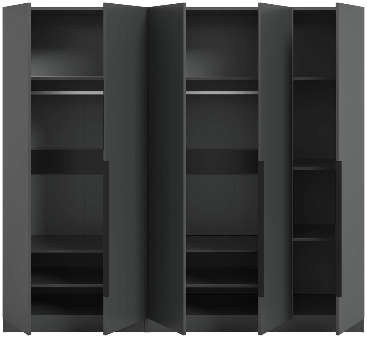 Drehtürenschrank KOPENHAGEN ca.200x181x52cm Anthrazit - Anthrazit/Schwarz, MODERN, Holzwerkstoff/Kunststoff (200/181/52cm) - MID.YOU