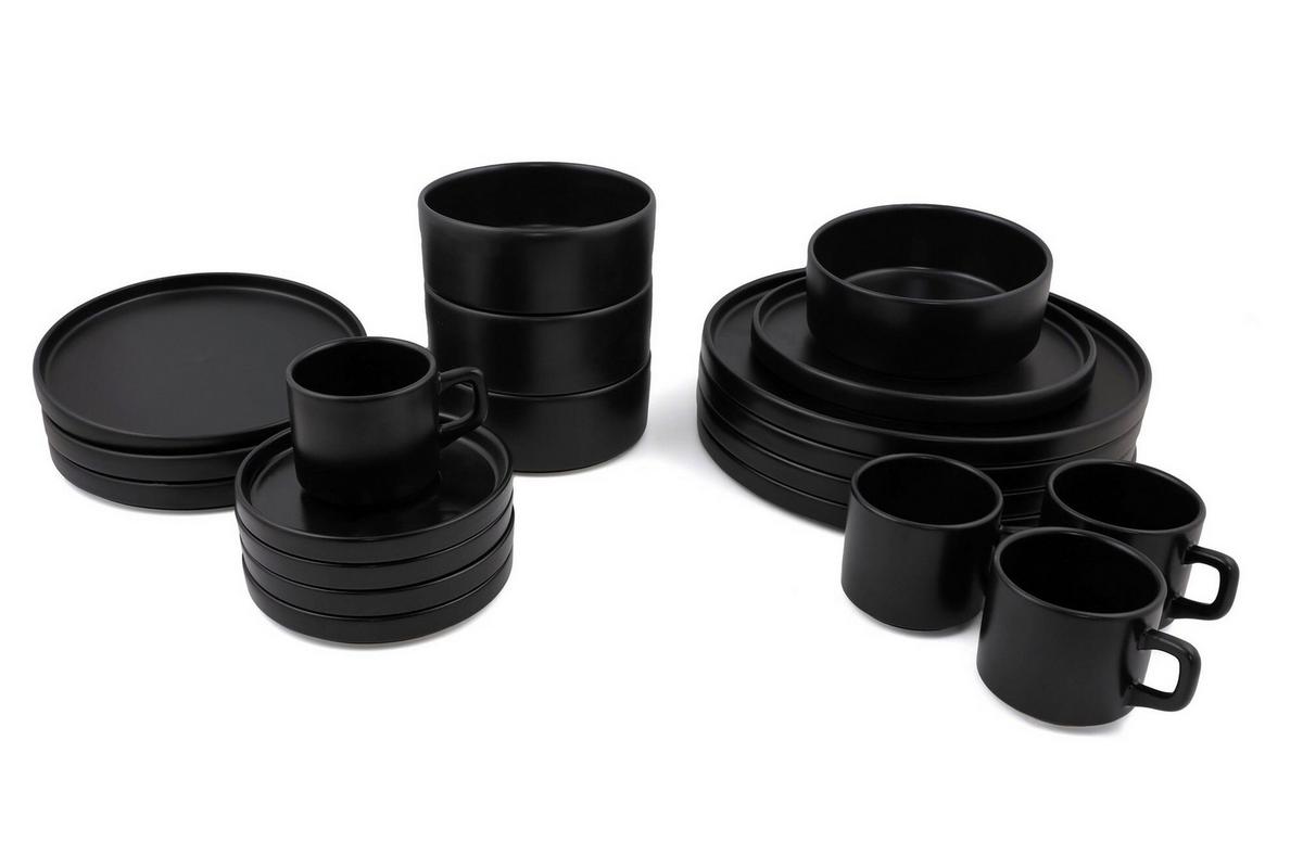 SERWIS OBIADOWO-ŚNIADANIOWY MOZAMBIK - czarny, Basics, ceramika