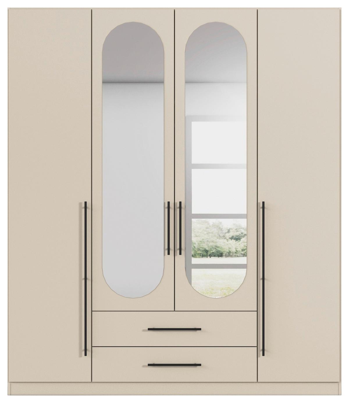 Drehtürenschrank Velora Champagnerfarben - Champagner/Schwarz, KONVENTIONELL, Holzwerkstoff/Metall (181/210/54cm) - Mömax