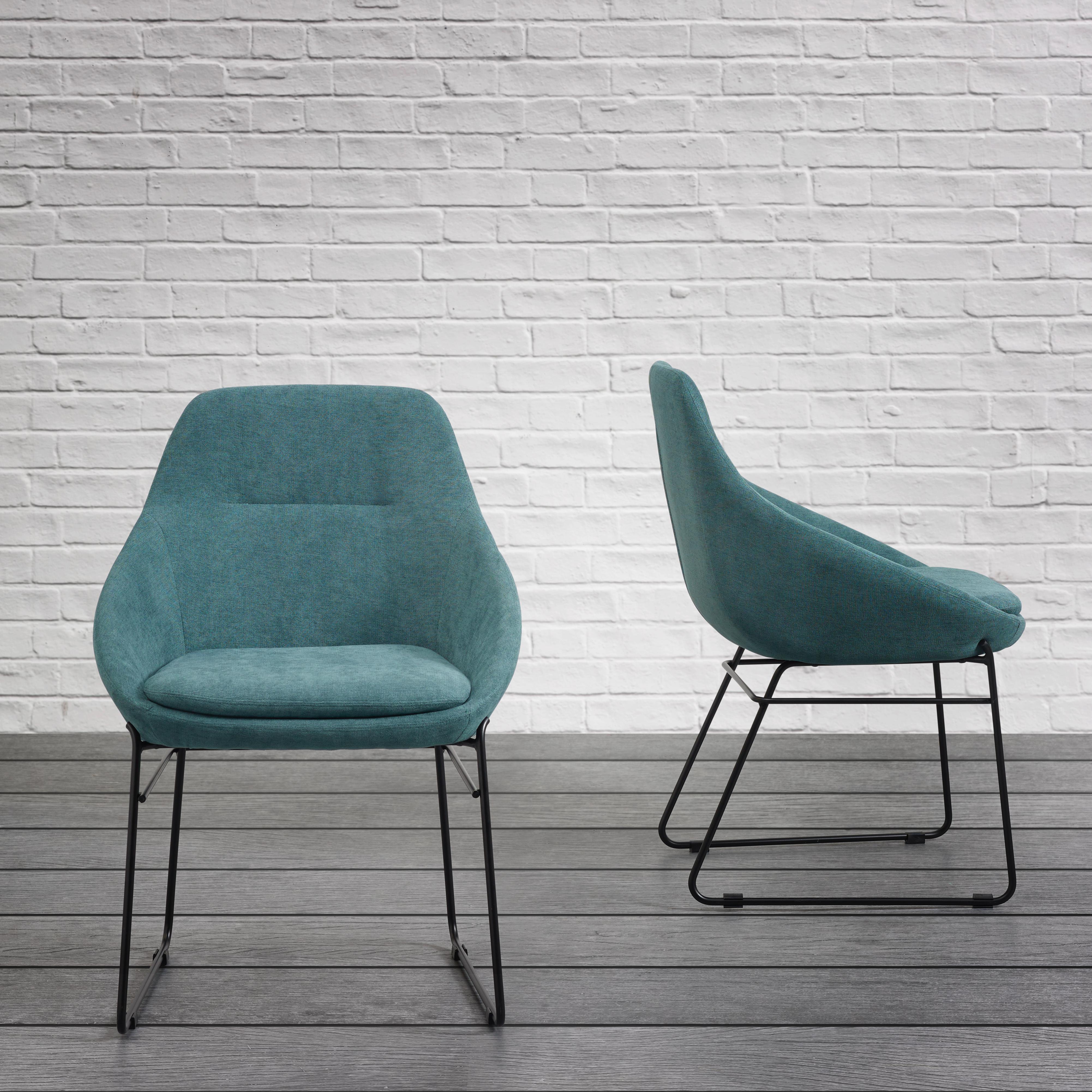 Armlehnstuhl in Petrol 'Vivian' - Petrol/Schwarz, MODERN, Holz/Textil (58,5/83,5/61cm) - Bessagi Home