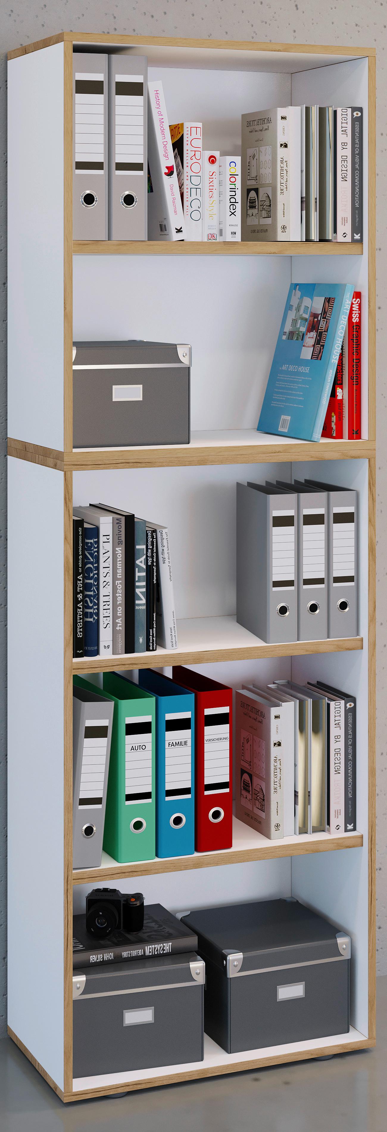 AKTENREGAL SALIA B60 - Honigeiche/Weiss, Design, Holzwerkstoff/Kunststoff (60/183/33cm) - MID.YOU