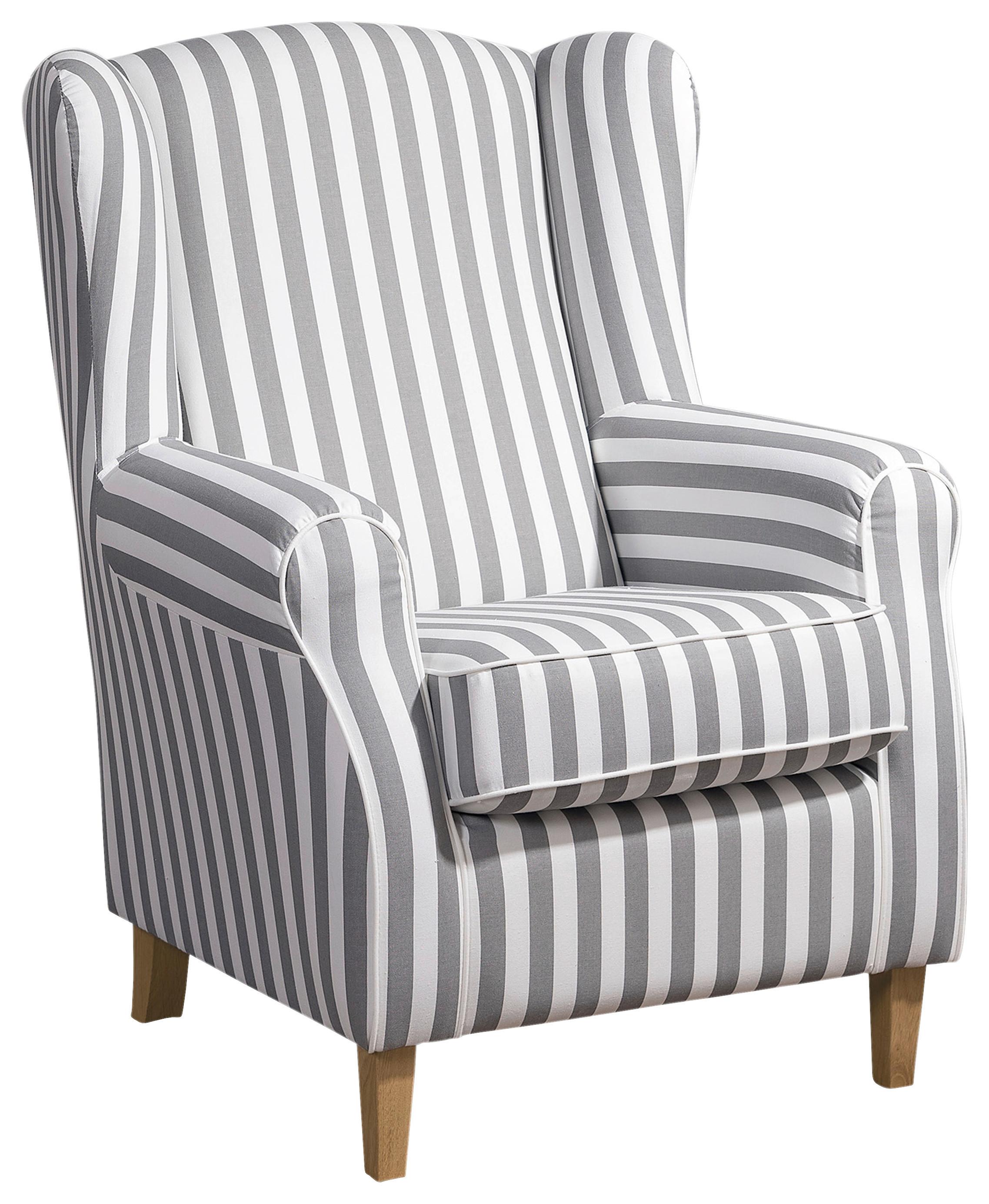 Ohrensessel ''Lorris'', Weiß/Hellbraun - Hellbraun/Eichefarben, KONVENTIONELL, Holz/Textil (77/103/86cm) - Max Winzer