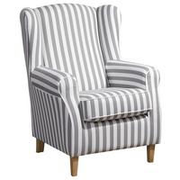 Ohrensessel ''Lorris'', Weiß/Hellbraun - Hellbraun/Eichefarben, KONVENTIONELL, Holz/Textil (77/103/86cm) - Max Winzer