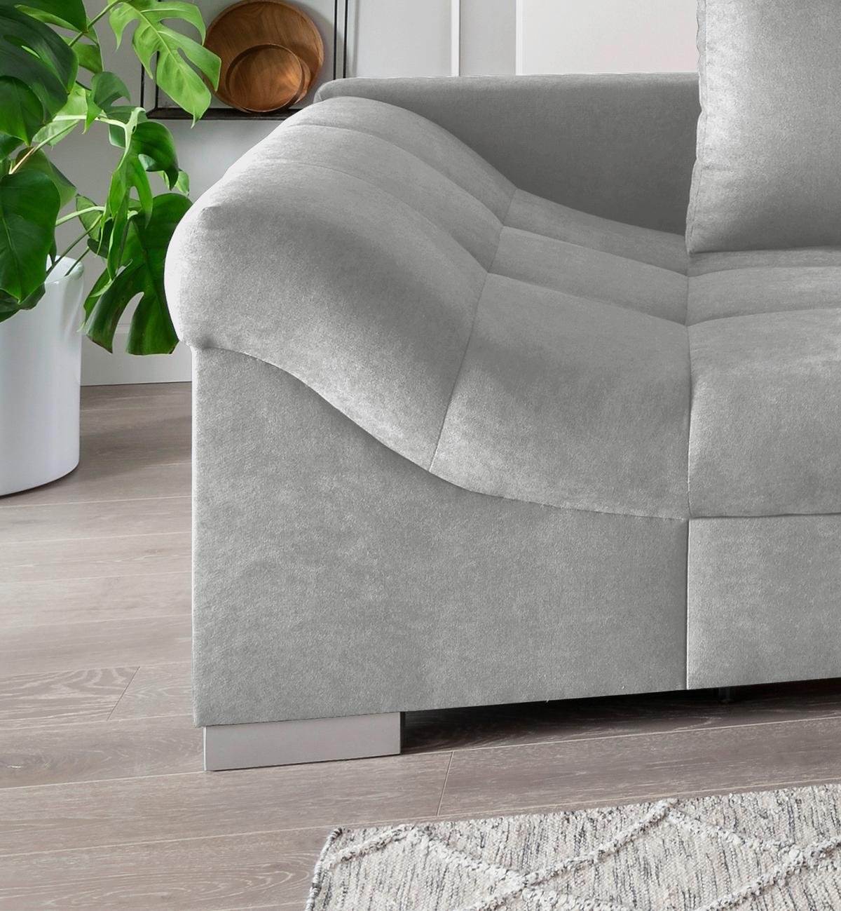 Wohnlandschaft Alvito Hellgrau Nylon/Mikrofaser - Silberfarben/Hellgrau, Design, Holz/Textil (298/202cm) - MID.YOU