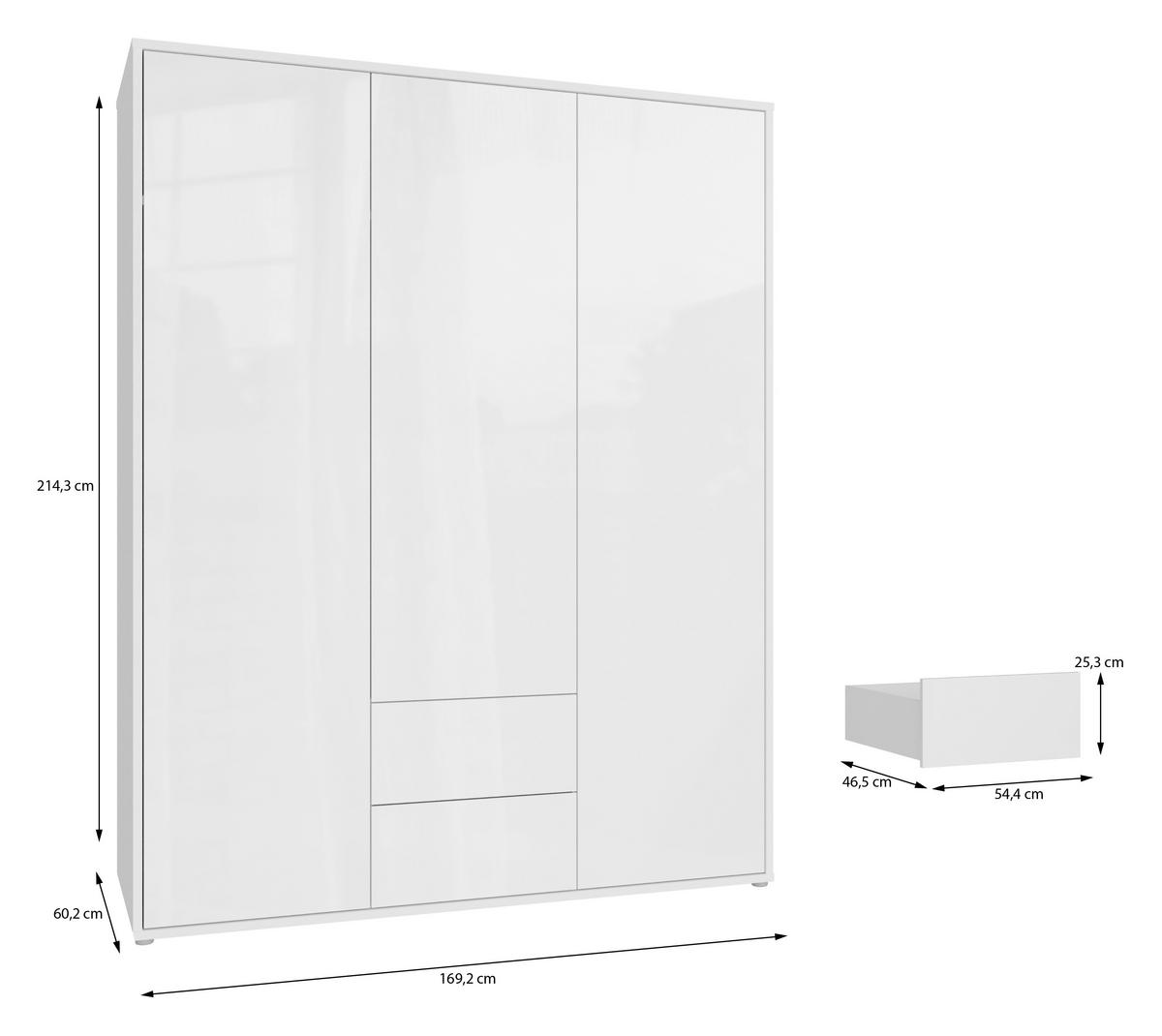 Omara S Klasičnimi Vrati Alice, Bela - bela/visoki sijaj, Trend, leseni material (169/214/60cm) - Carryhome