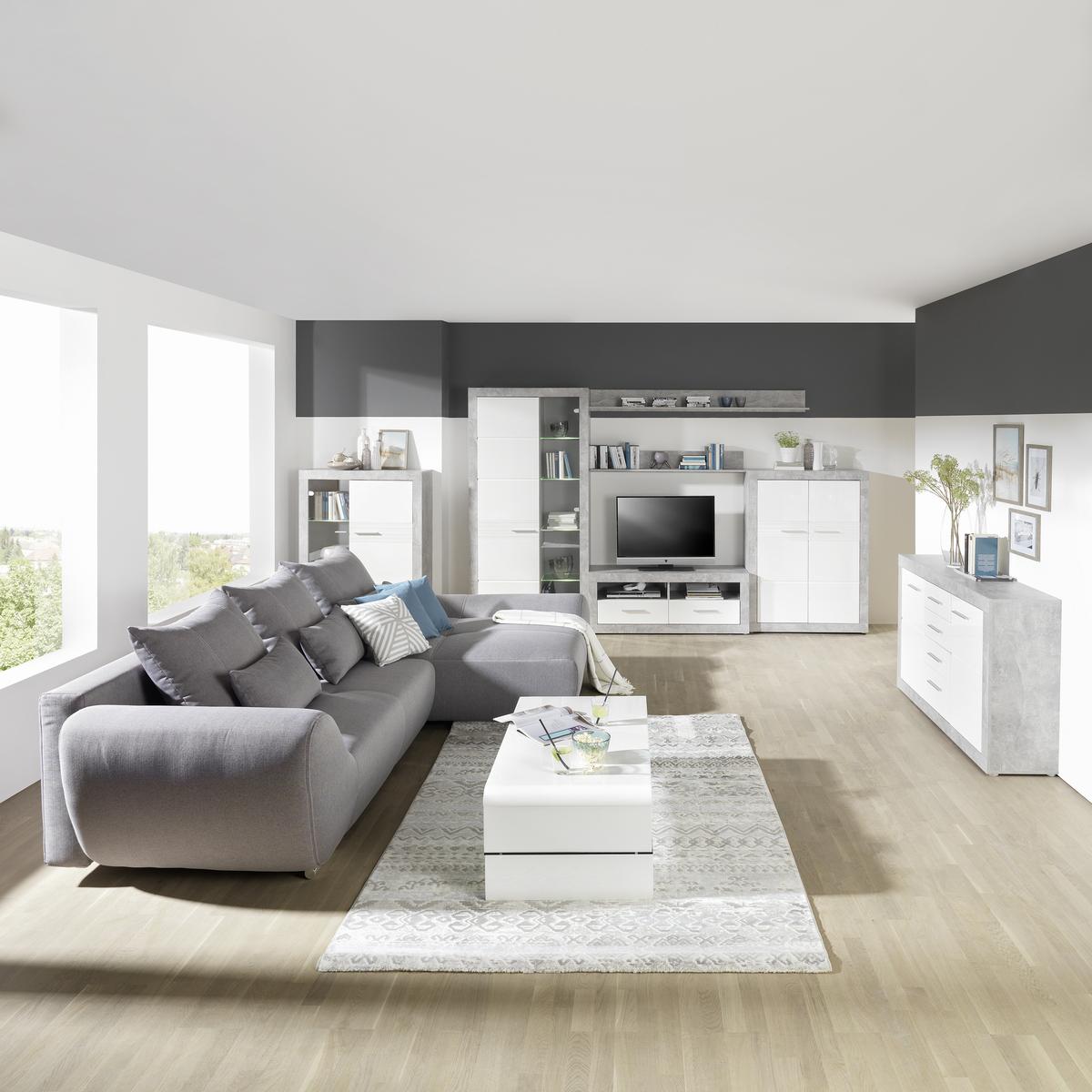 Vitrină Malta - alb/gri, Modern, material pe bază de lemn (96/197/35cm) - Modern Living
