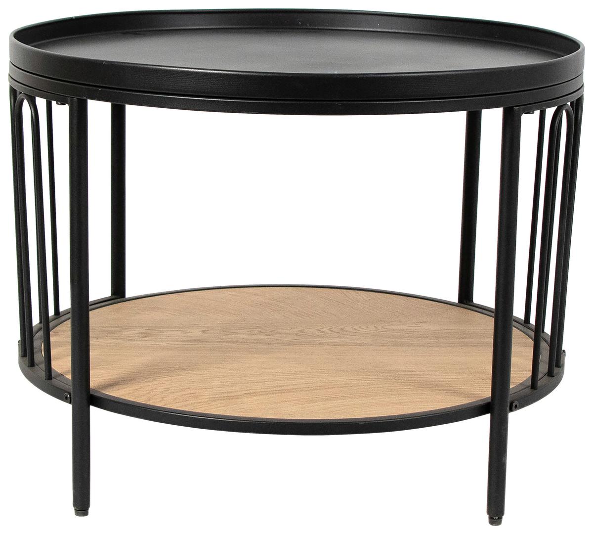 Măsuță de cafea ARWEN - culoare lemn stejar/negru, Modern, metal/material pe bază de lemn (60/45,5/60cm) - Modern Living