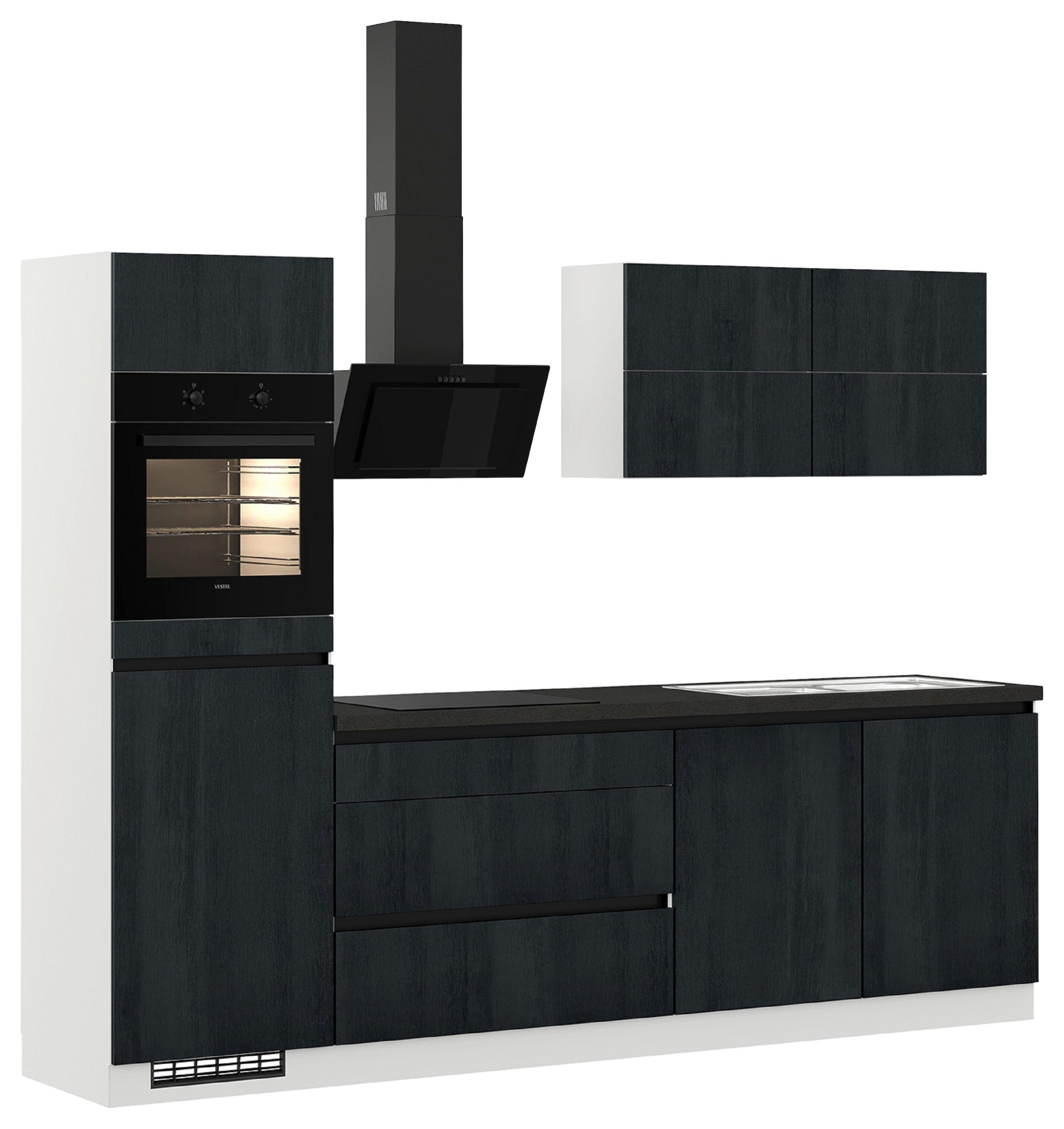 Küchenblock IBC ohne Geräte ca. 280 cm Eiche dunkel - Eiche dunkel/Hellgrau, Design, Holzwerkstoff (280cm) - Impuls