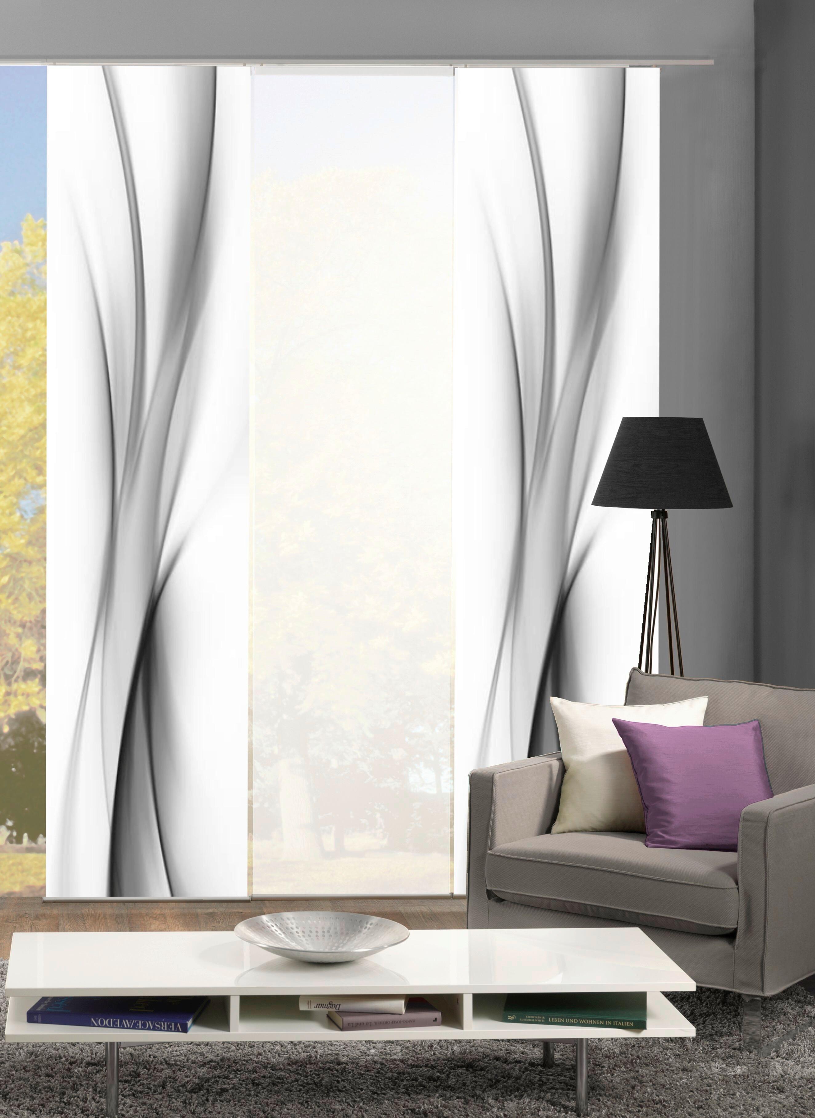 ZASŁONA PANELOWA ROCHELLE - jasnoszary/ciemnoszary, Design, tkanina (60/245cm)