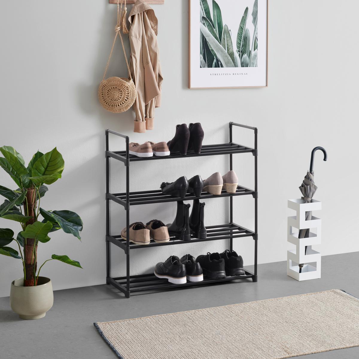 Etajeră încălțăminte JANE -SB- - negru, Modern, metal (65/82/30cm) - Modern Living