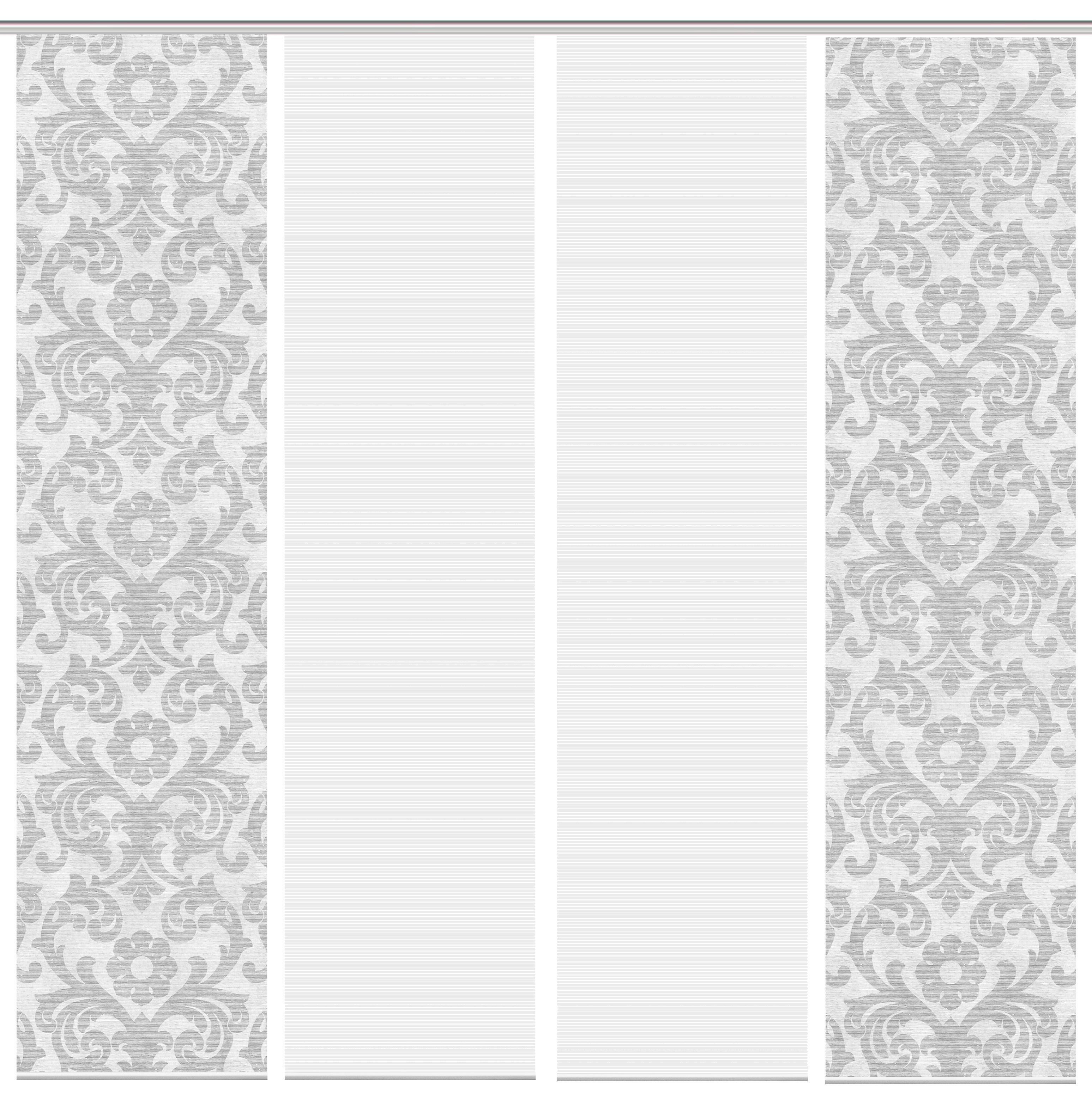 ZASŁONA PANELOWA 4ER SET ORNAMIA - szary, Basics, tkanina (60/260cm)