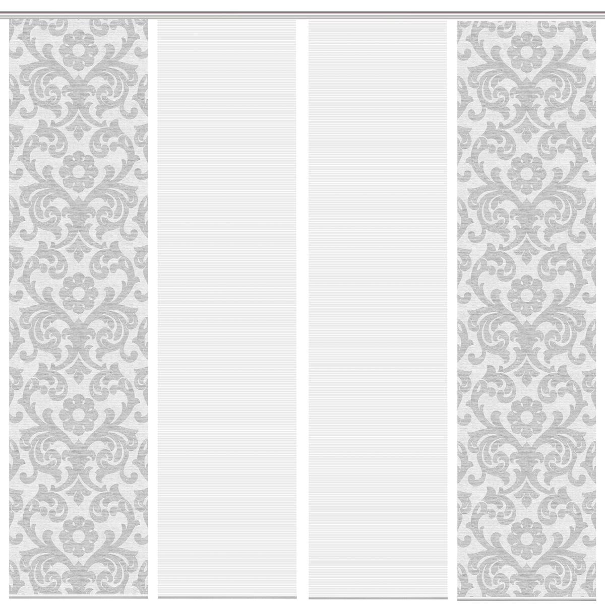 ZASŁONA PANELOWA 4ER SET ORNAMIA - szary, Basics, tkanina (60/260cm)