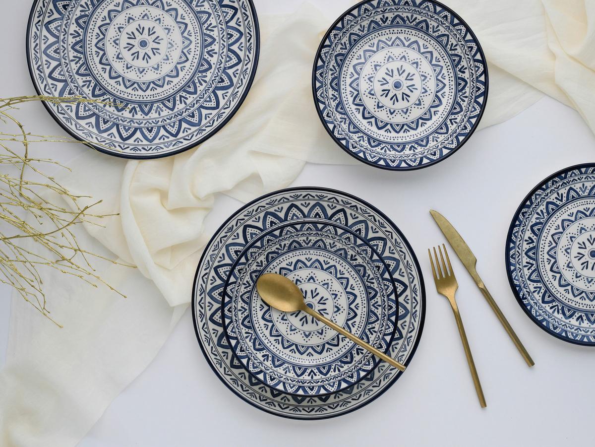 Jedilni Servis Mexico, 18-Delni - modra/bela, Basics, keramika - Creatable