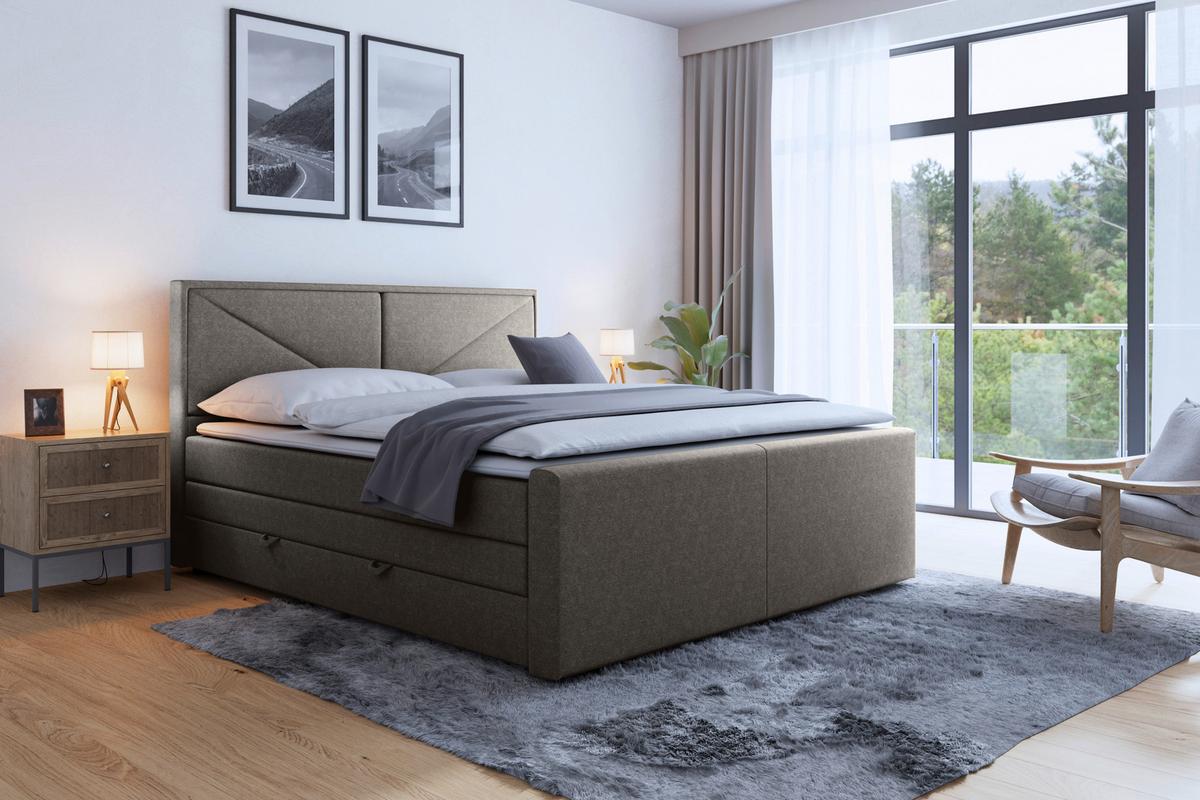 Boxspringbett Lima ca. 180x200 cm Silberfarben - Silberfarben/Schwarz, MODERN, Karton/Holzwerkstoff (180/200cm) - MID.YOU