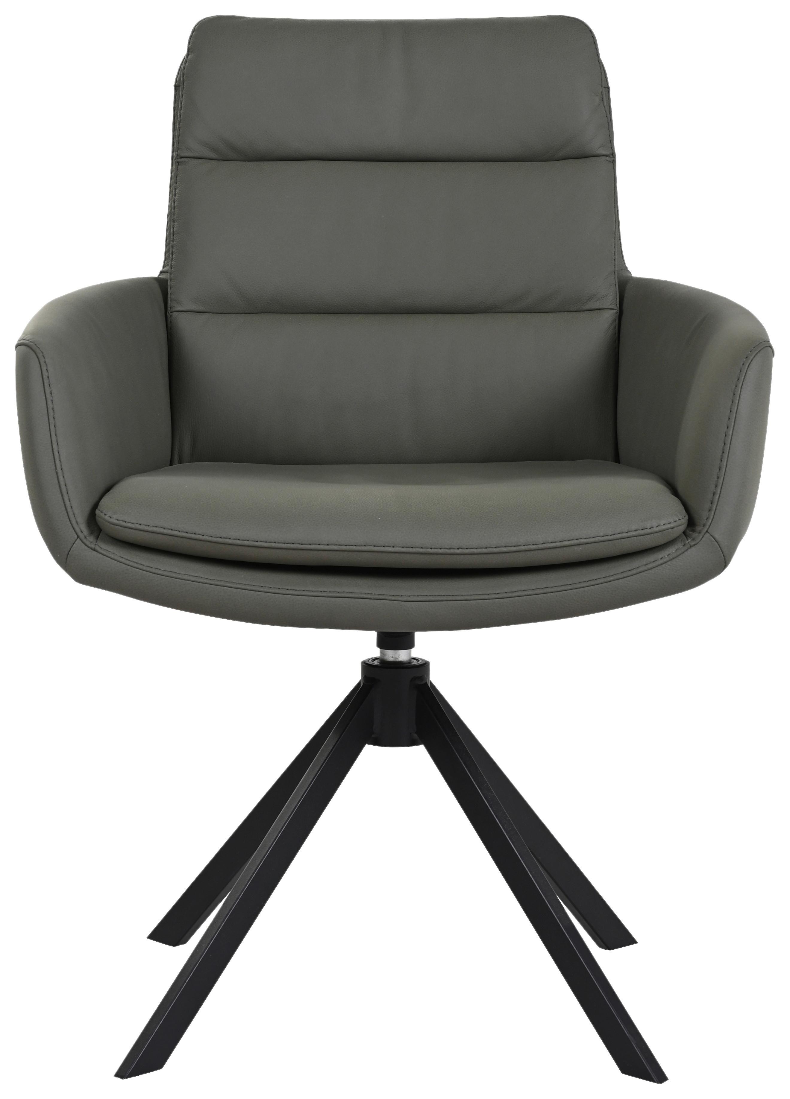 KRZESŁO Z PODŁOKIETNIKAMI EVEREST -EXKLUSIV- - zielony/czarny, Design, skóra/metal (62,5/89/66,5cm) - Dieter Knoll