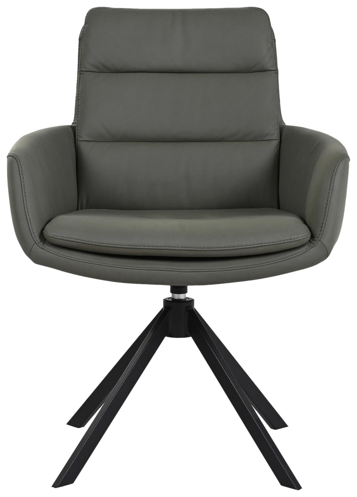 KRZESŁO Z PODŁOKIETNIKAMI EVEREST -EXKLUSIV- - zielony/czarny, Design, skóra/metal (62,5/89/66,5cm) - Dieter Knoll