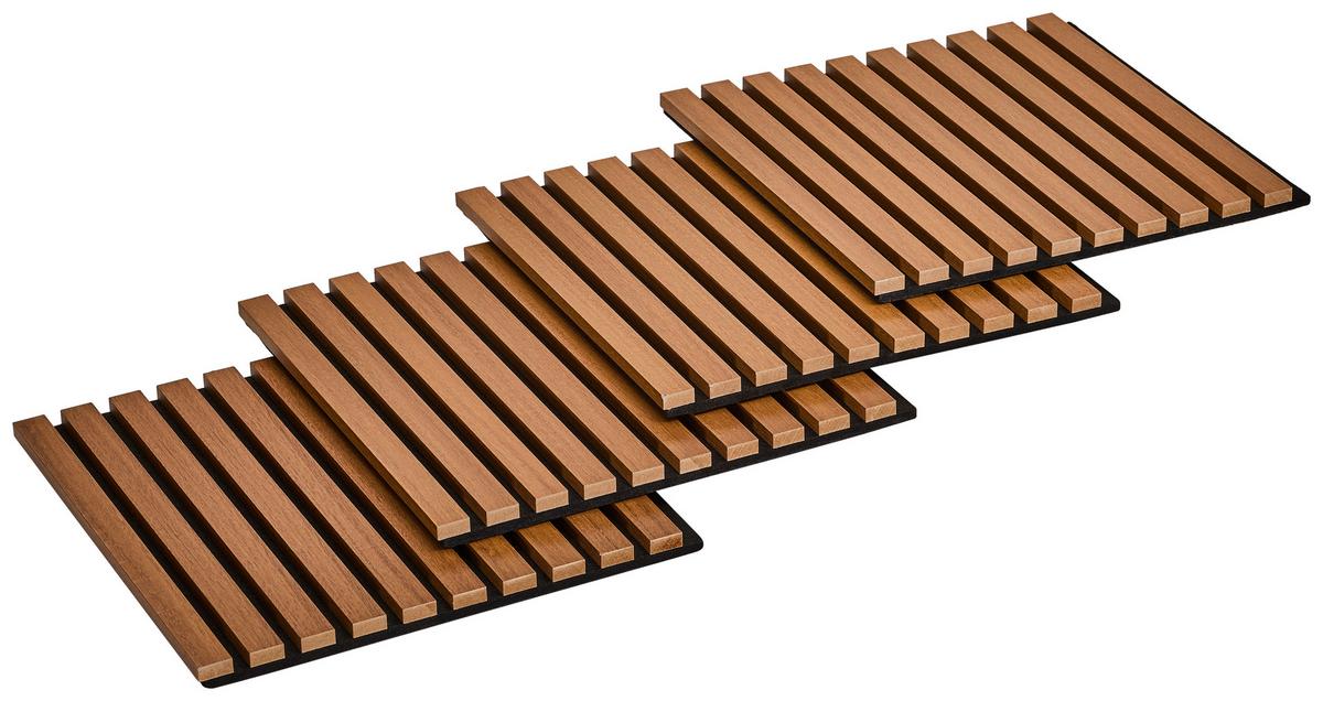 PANEL AKUSTYCZNY AKUSTEA - czarny/kolor orzecha włoskiego, Basics, materiał drewnopochodny/tworzywo sztuczne (40/40/2,1cm) - Boxxx