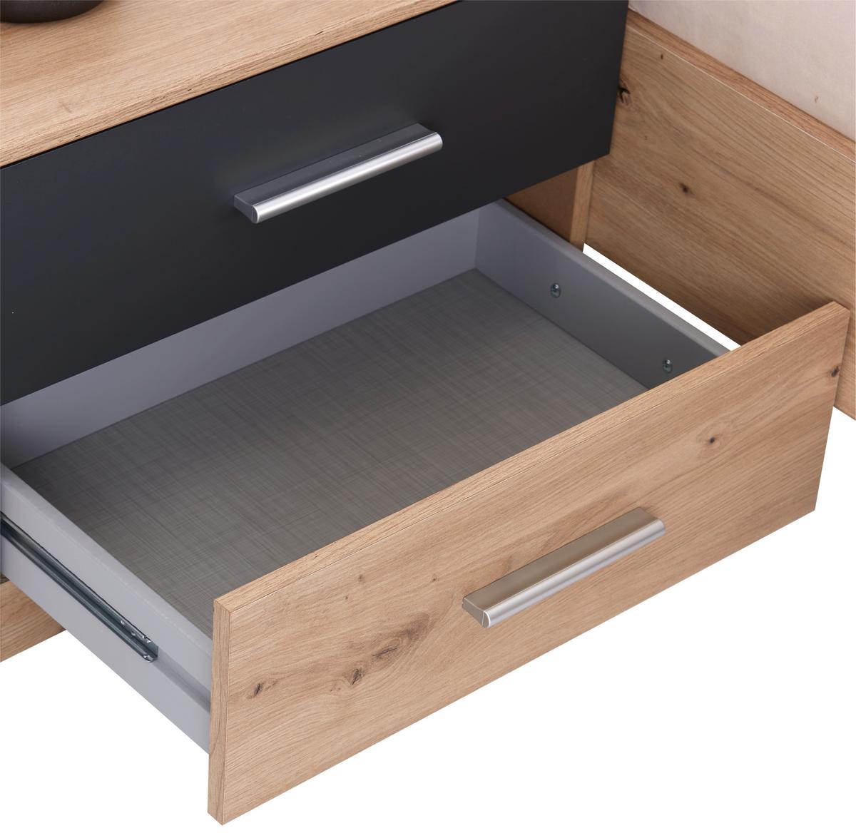 Dormitor Katrin - culoare lemn stejar/grafit, Konventionell, material pe bază de lemn - Best Price