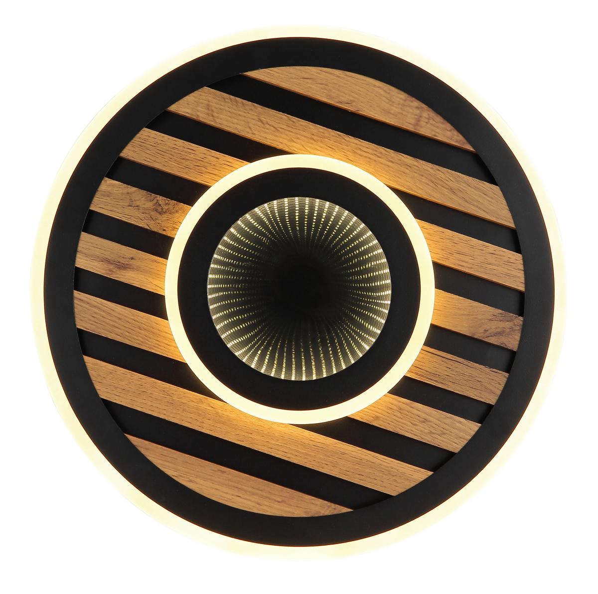 LED-DECKENLEUCHTE 67345D4 WOODY - Weiss/Dunkelbraun, Natur, Holzwerkstoff/Kunststoff (40/6cm) - Globo