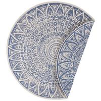 Flachwebeteppich Lilja Blau Ø ca. 240cm - Blau/Creme, Design, Kunststoff (240cm)
